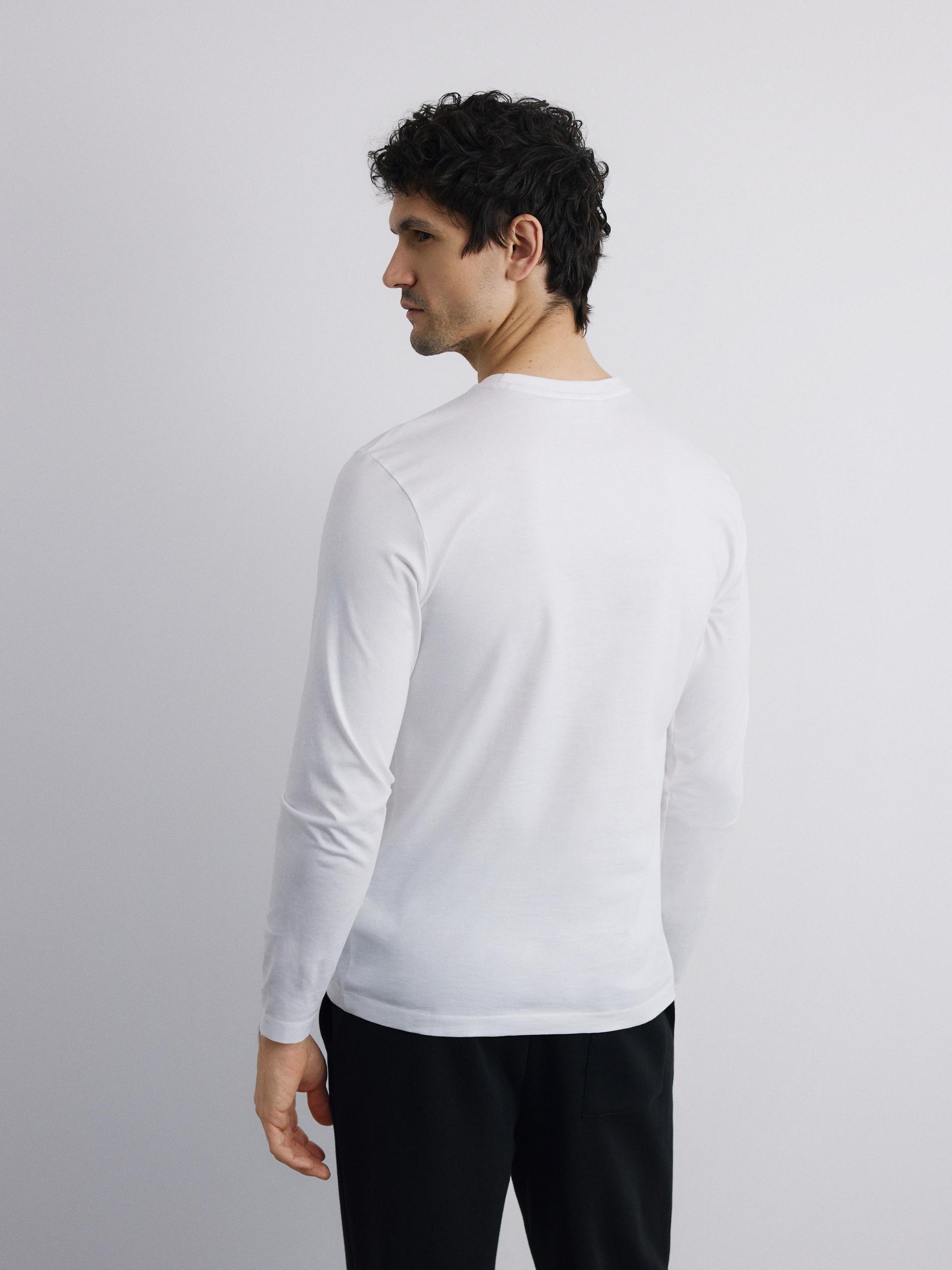White Mercerised Cotton Rich Long Sleeve T-Shirt, White, large image number 3