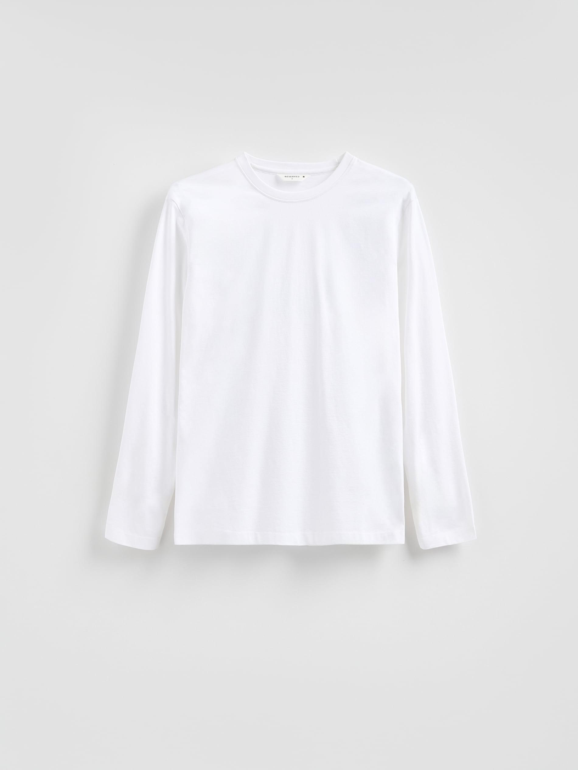 White Mercerised Cotton Rich Long Sleeve T-Shirt, White, large image number 4