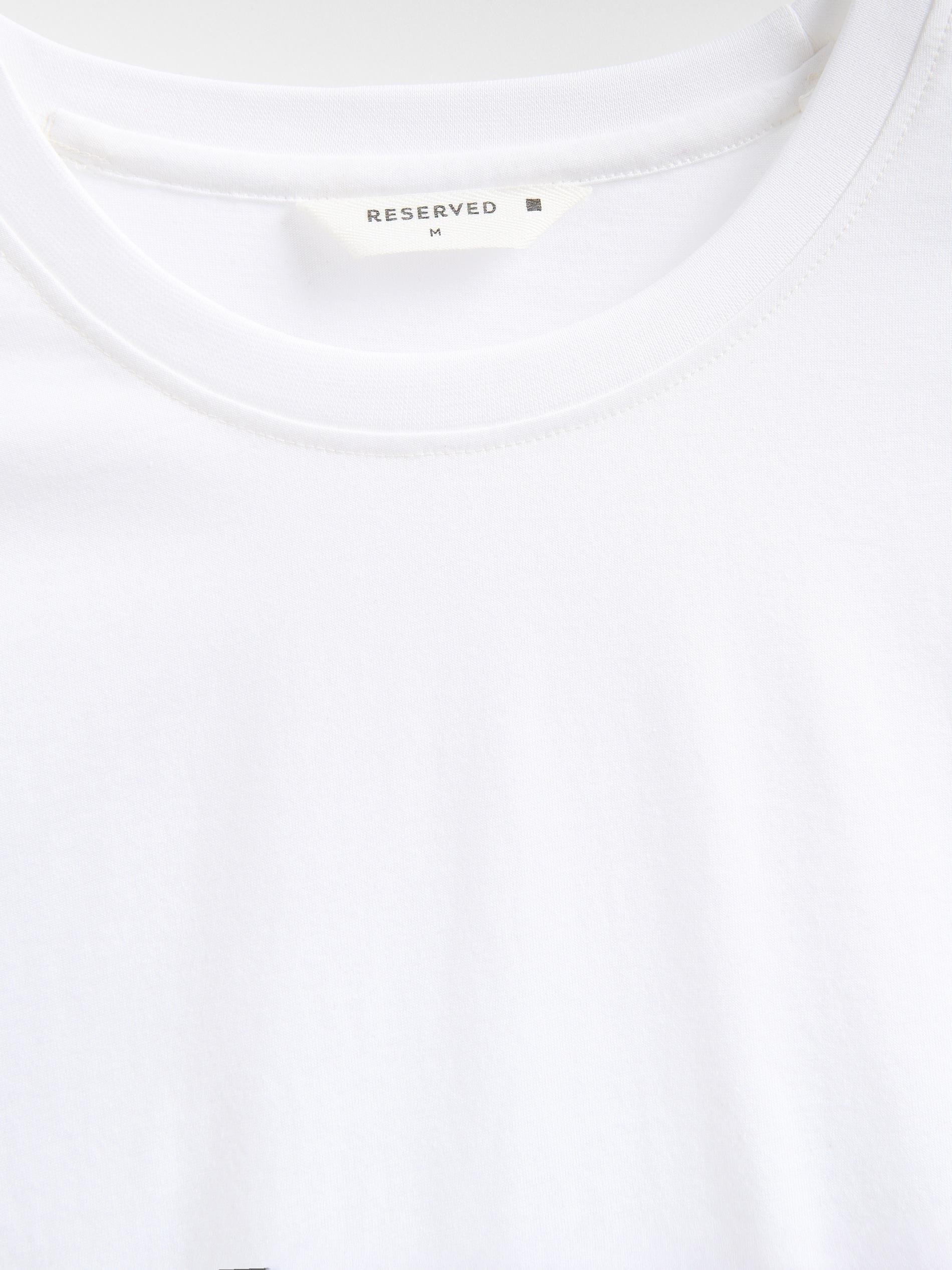 White Mercerised Cotton Rich Long Sleeve T-Shirt, White, large image number 5