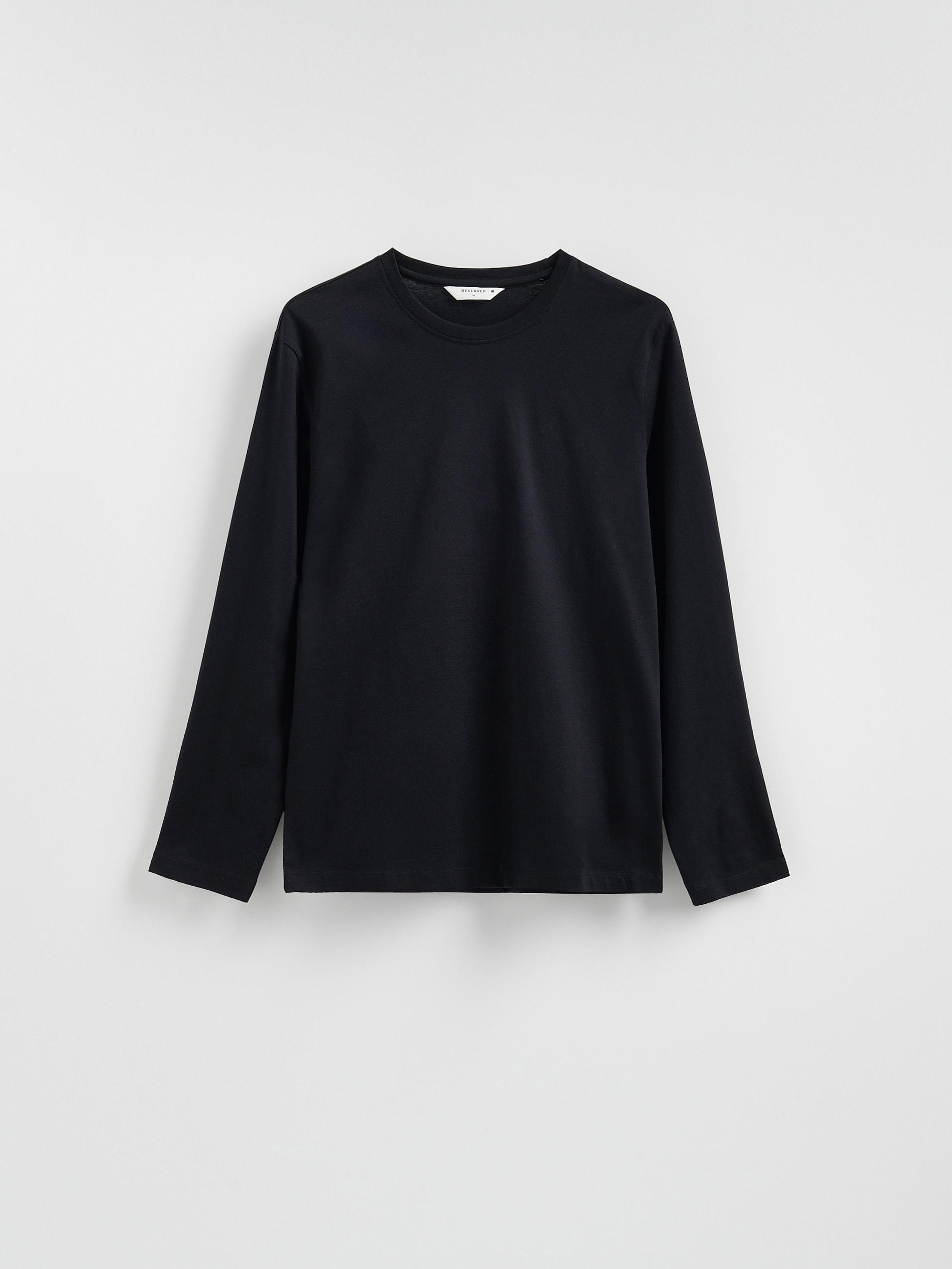 Black Mercerised Cotton Rich Long Sleeve T-Shirt, Black, large image number 5