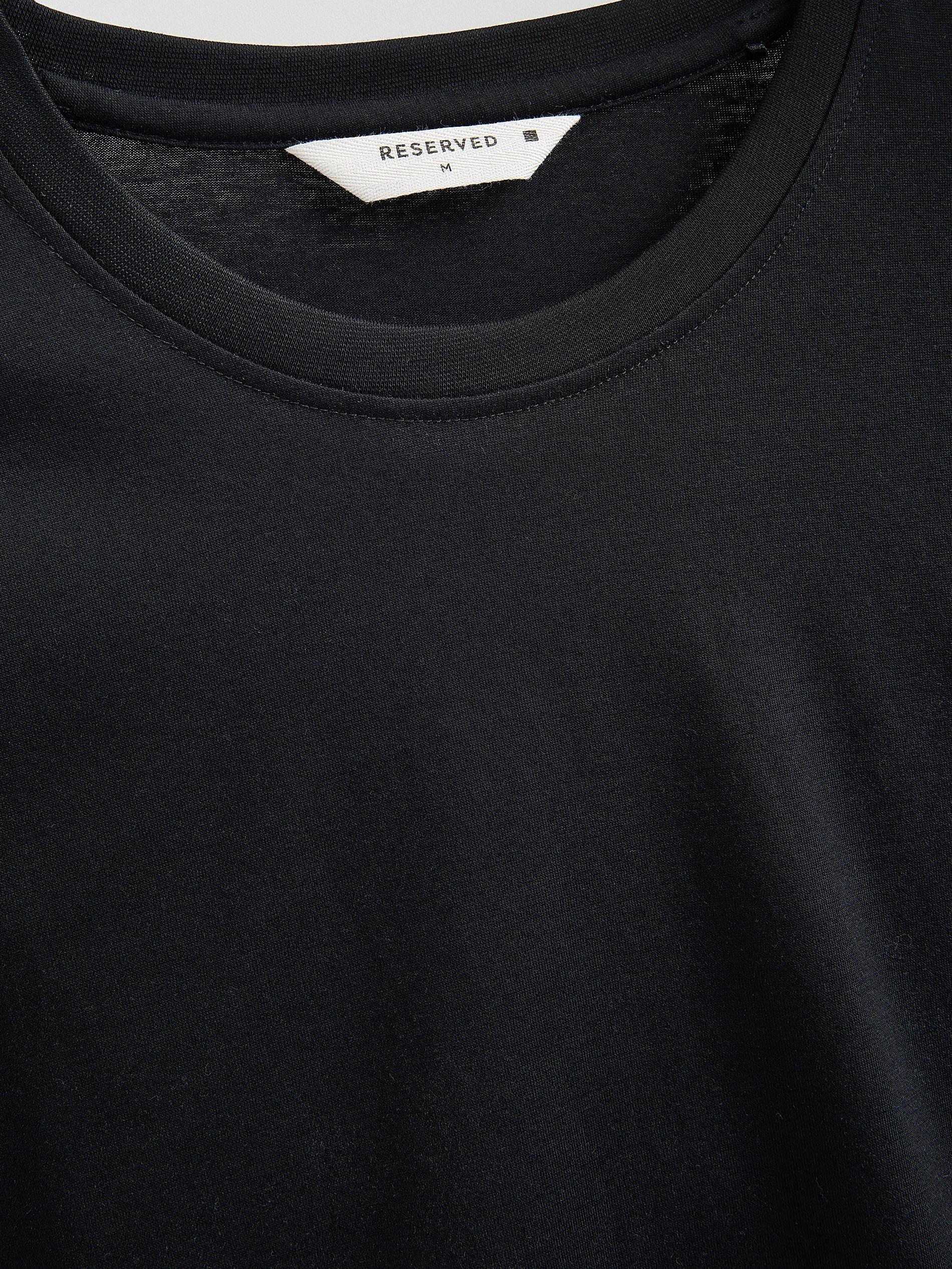 Black Mercerised Cotton Rich Long Sleeve T-Shirt, Black, large image number 6