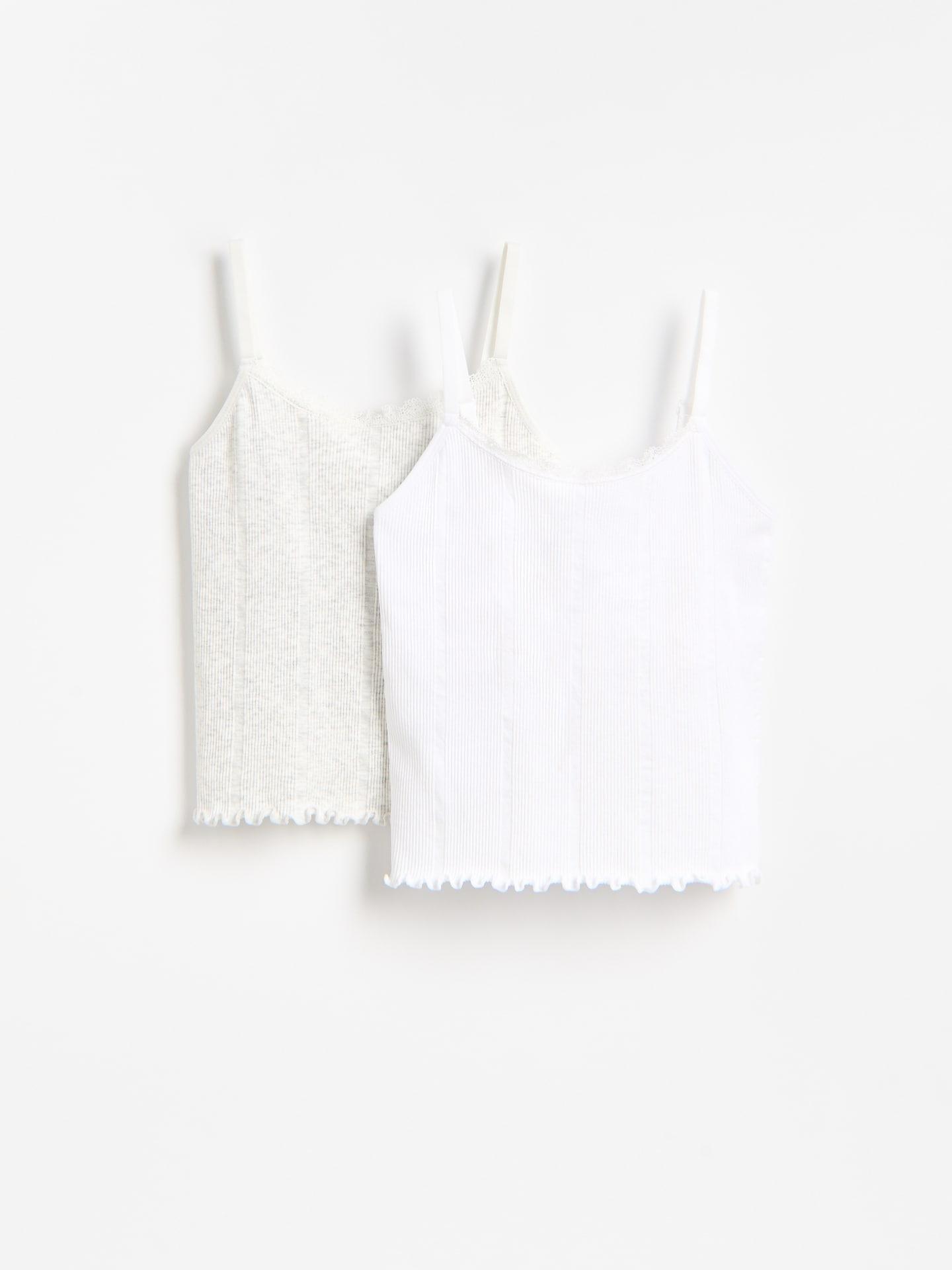 Cream Microfibre Tops 2 Pack, Ivory, medium