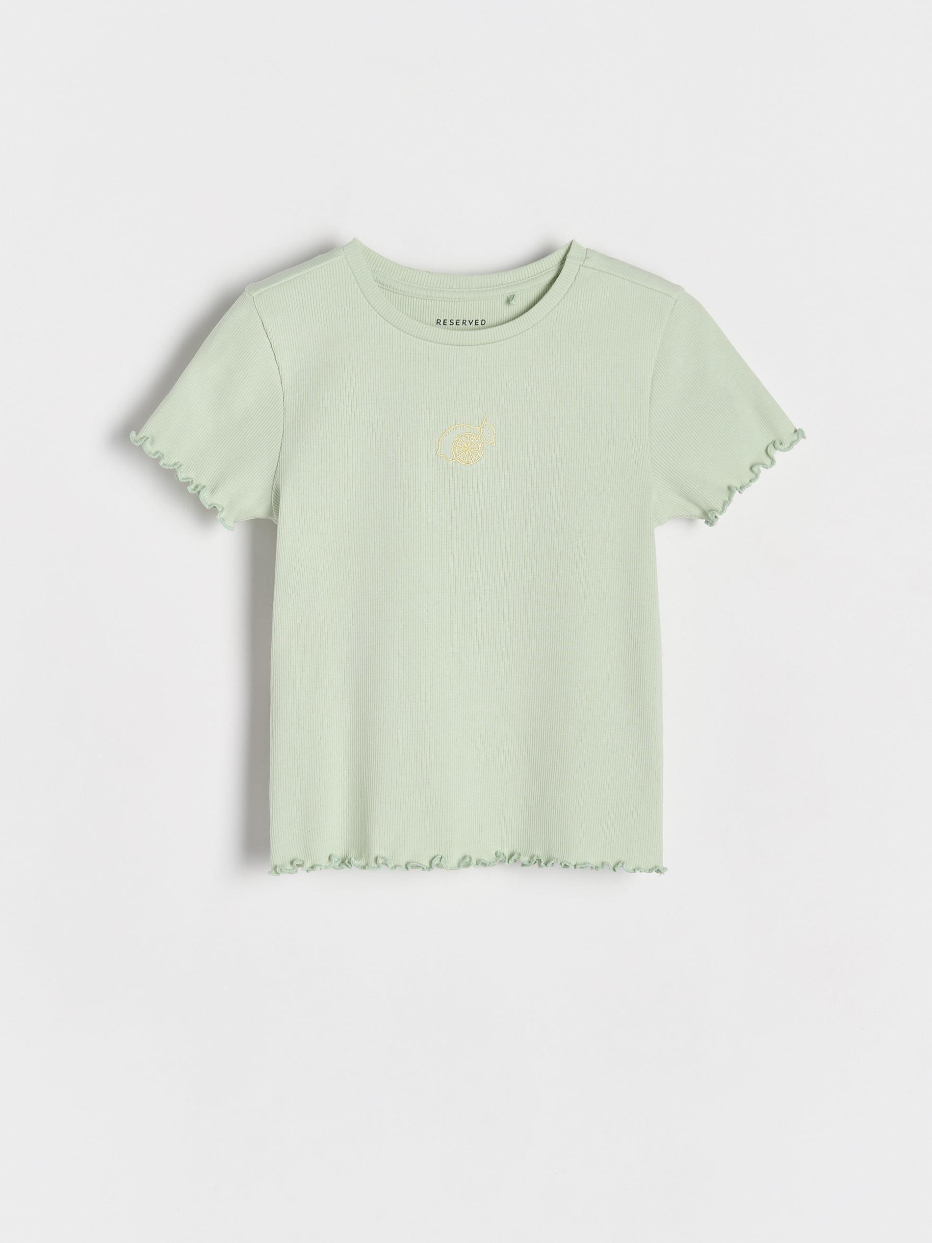 Green Rib Knit T-Shirt With Embroidery Detail, , large image number 2