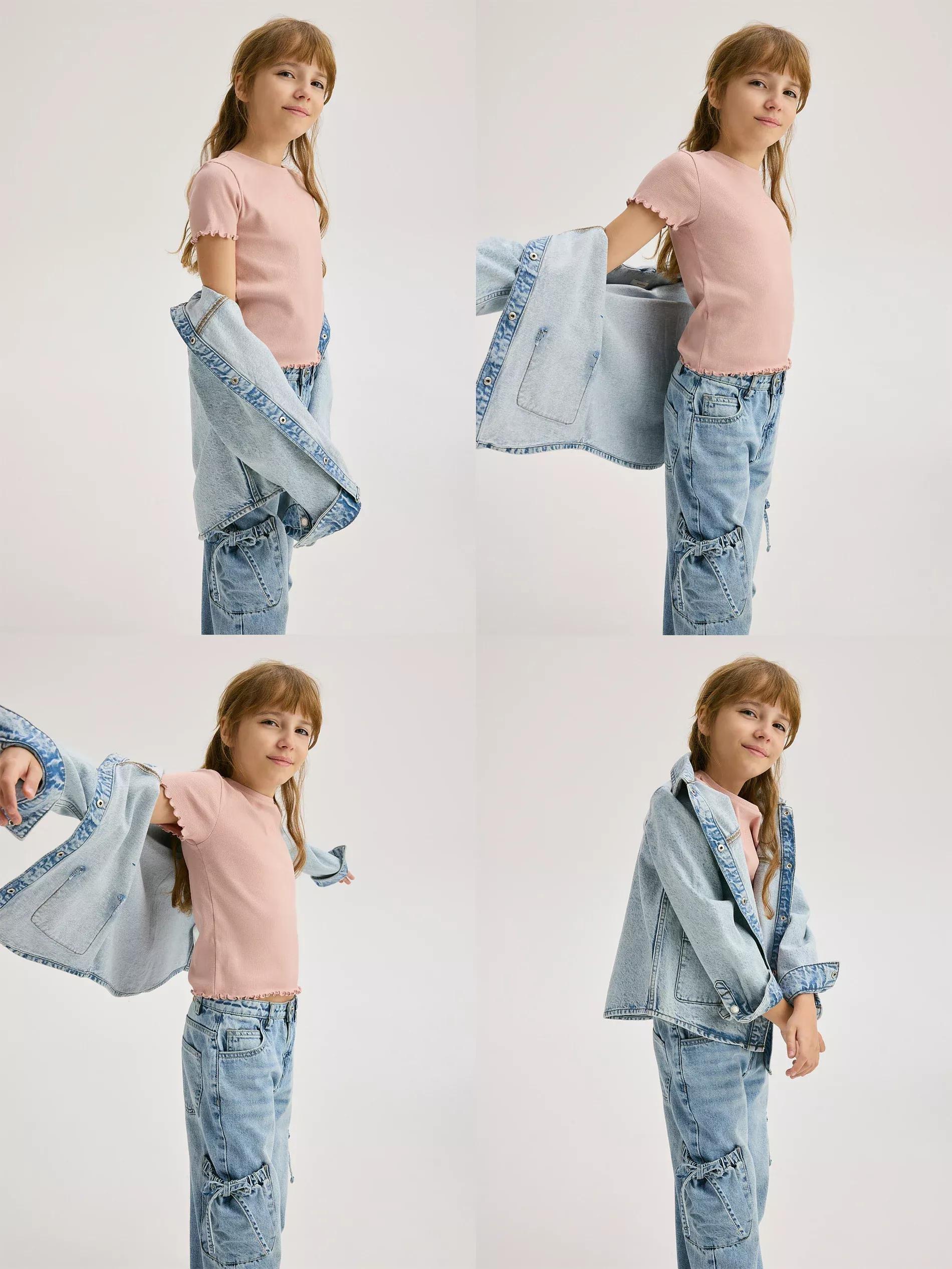 Pink Rib Knit T-Shirt With Embroidery Detail, , large image number 0