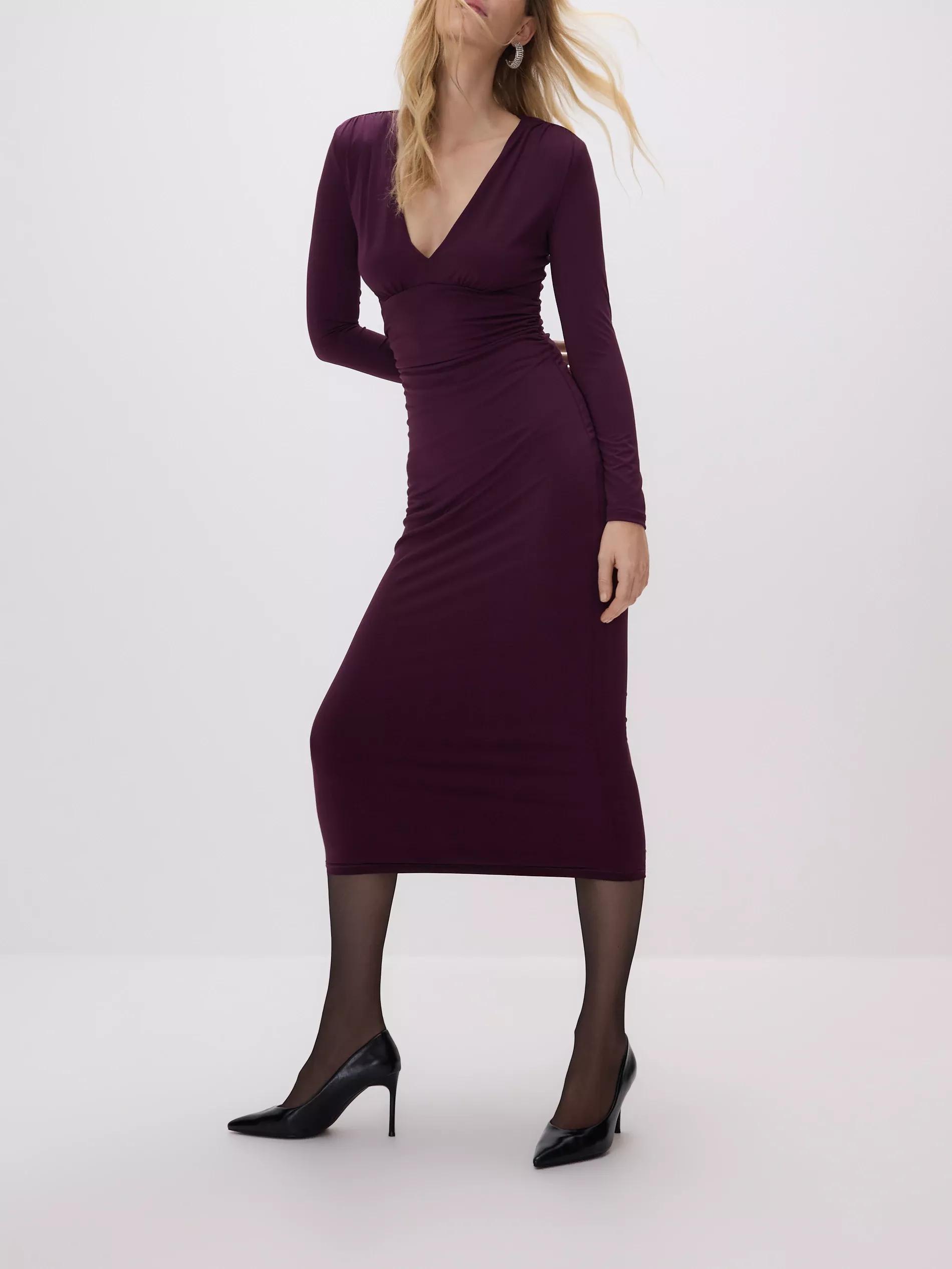 Purple Ruched Dress, Purple, medium