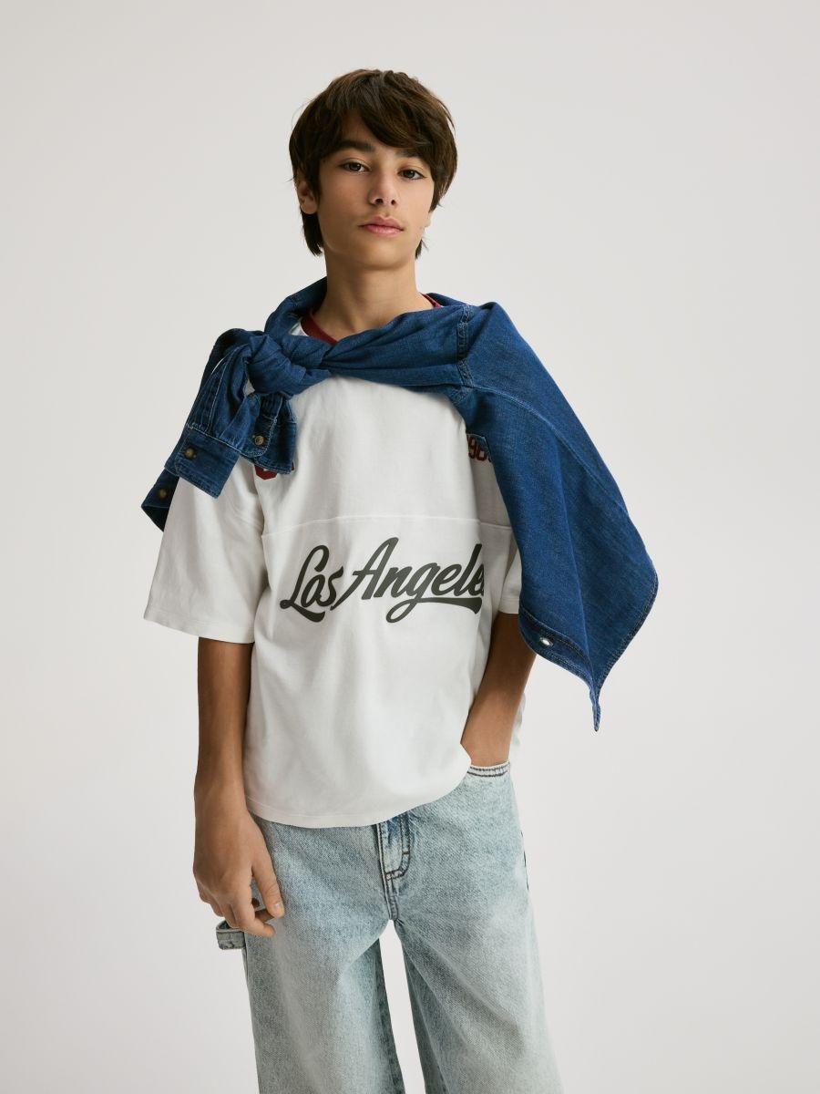 Cream Cotton T-Shirt, Ivory, large image number 0