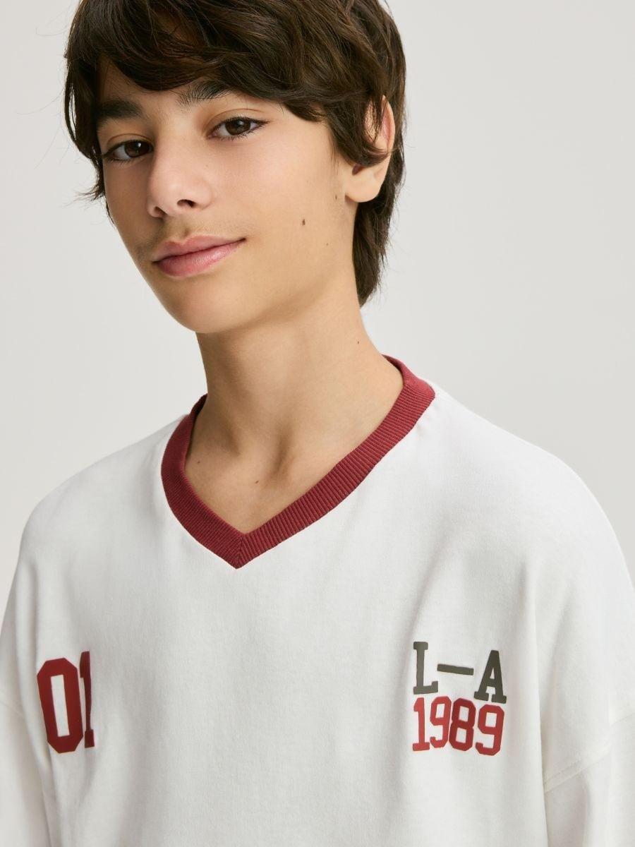 Cream Cotton T-Shirt, Ivory, large image number 1