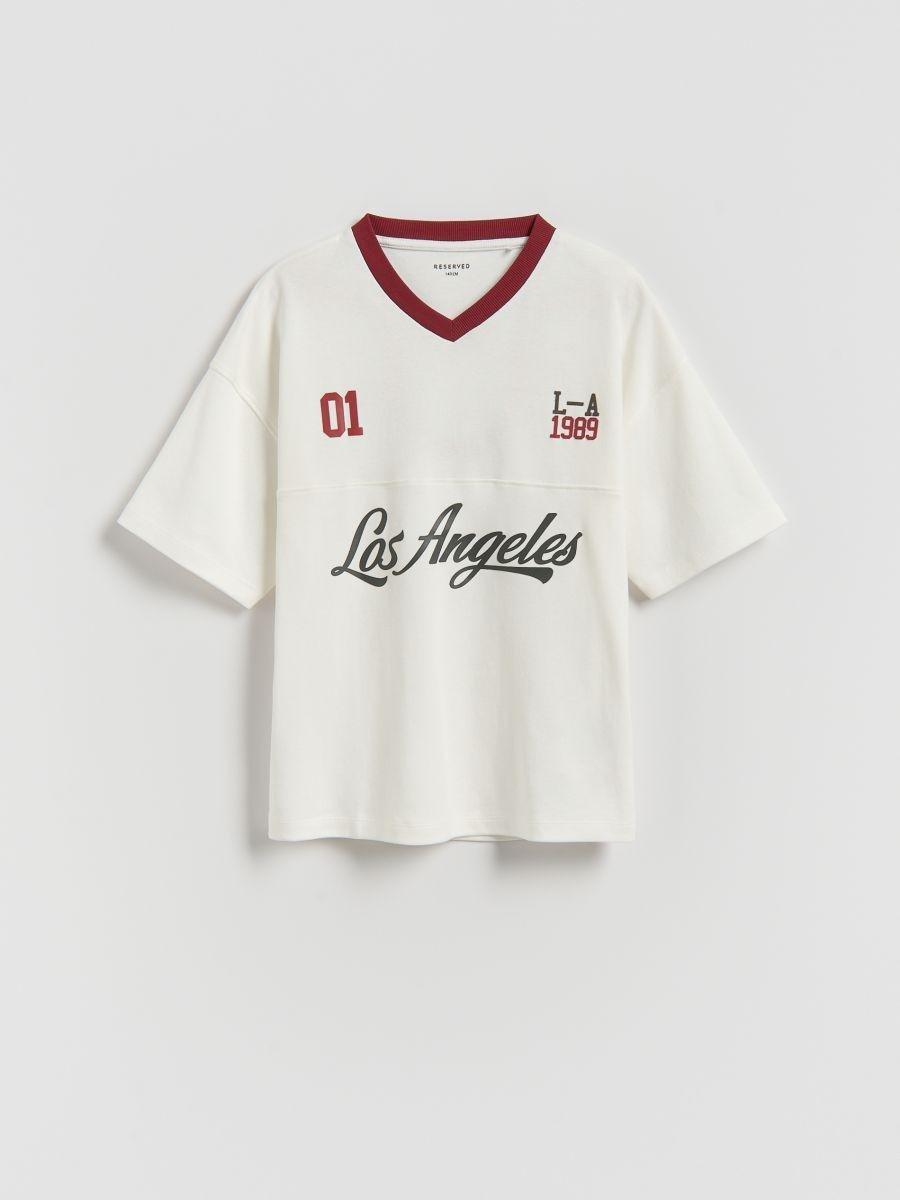 Cream Cotton T-Shirt, Ivory, large image number 2