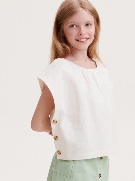 Reserved - Ivory Blouse With Button Detailing
