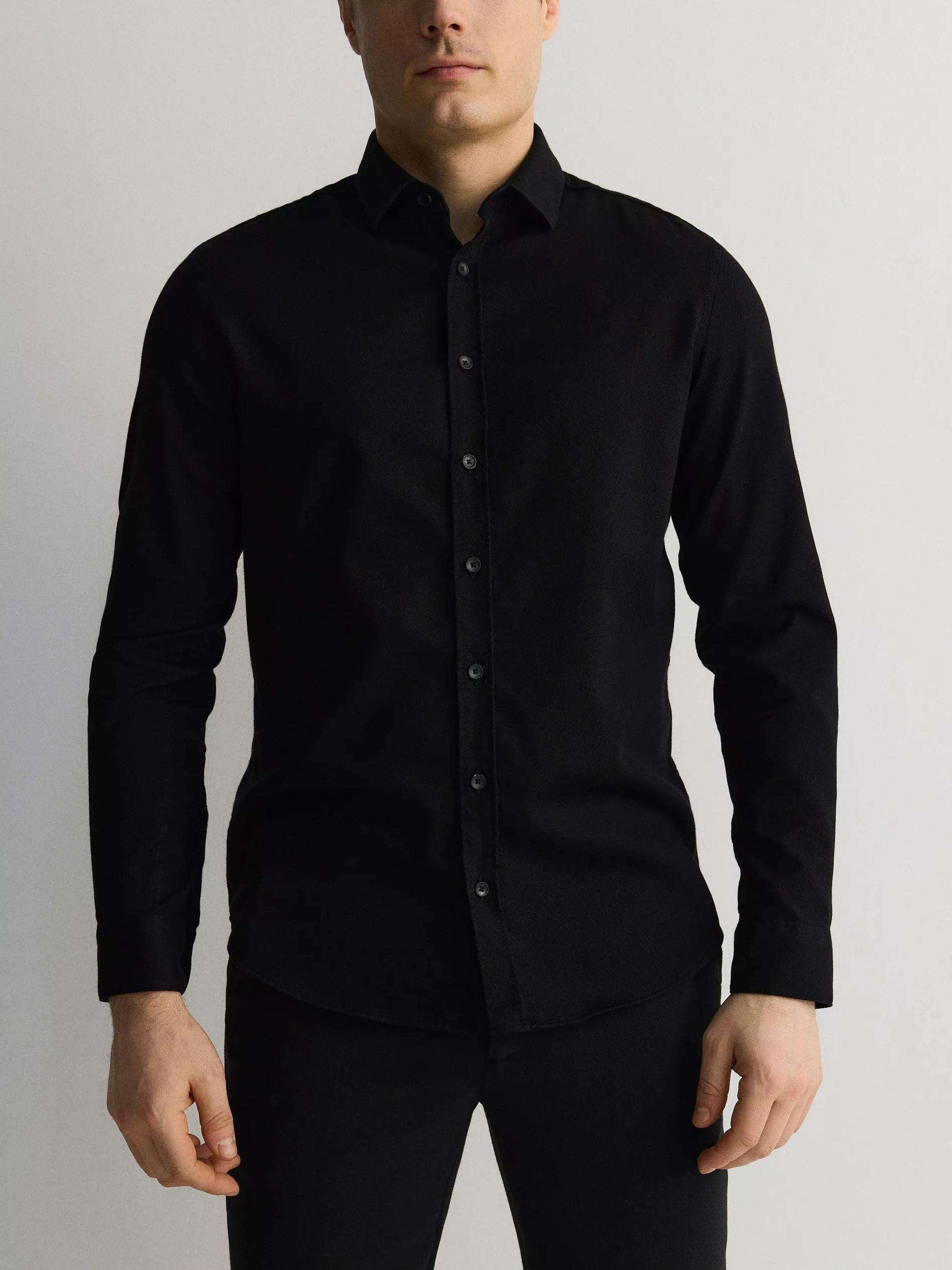 Black Super Slim Fit Shirt With High Cotton Content, , large image number 3