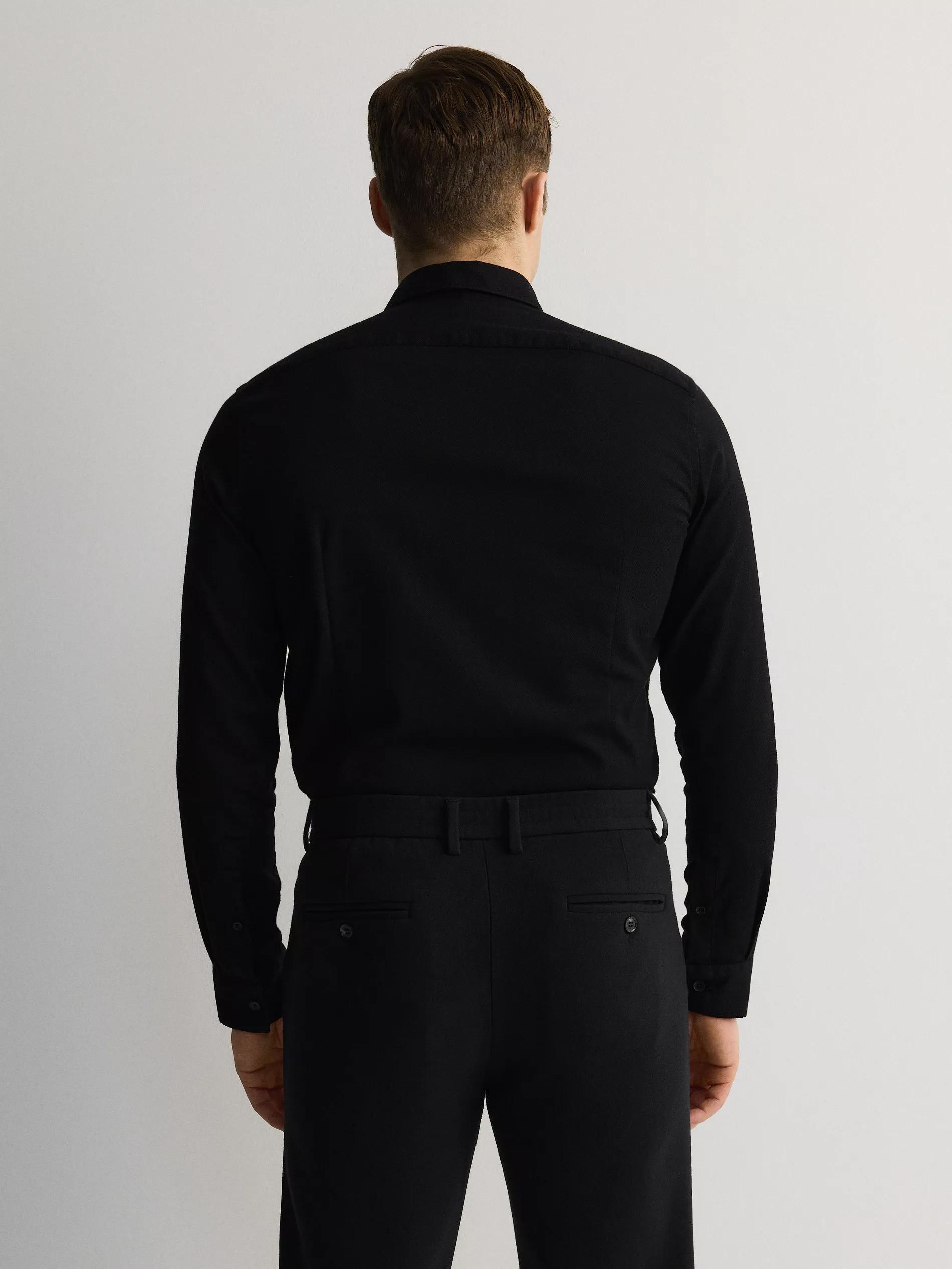 Black Super Slim Fit Shirt With High Cotton Content, , large image number 4
