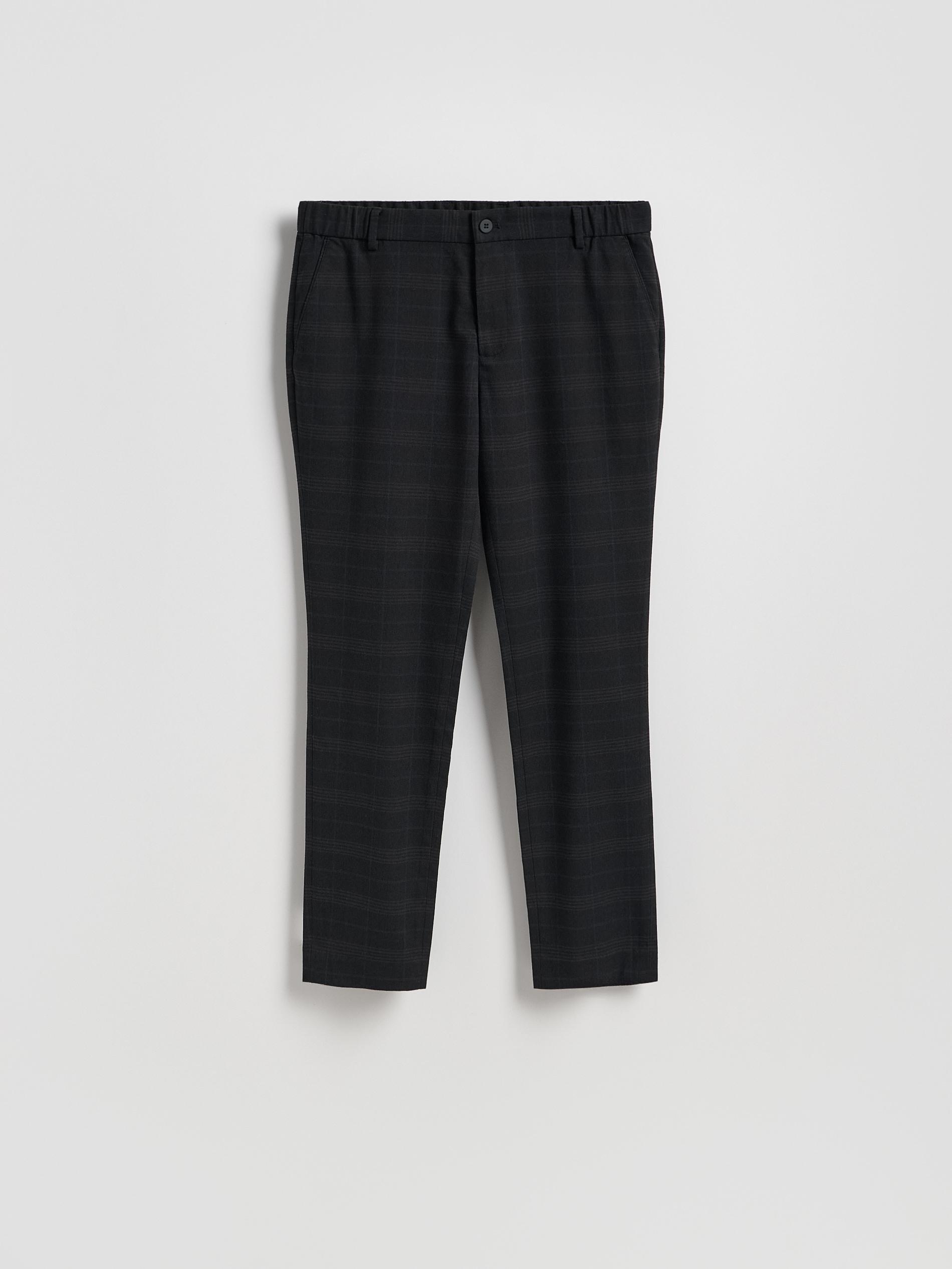 Black Slim Fit Checkered Chinos, Black, large image number 3