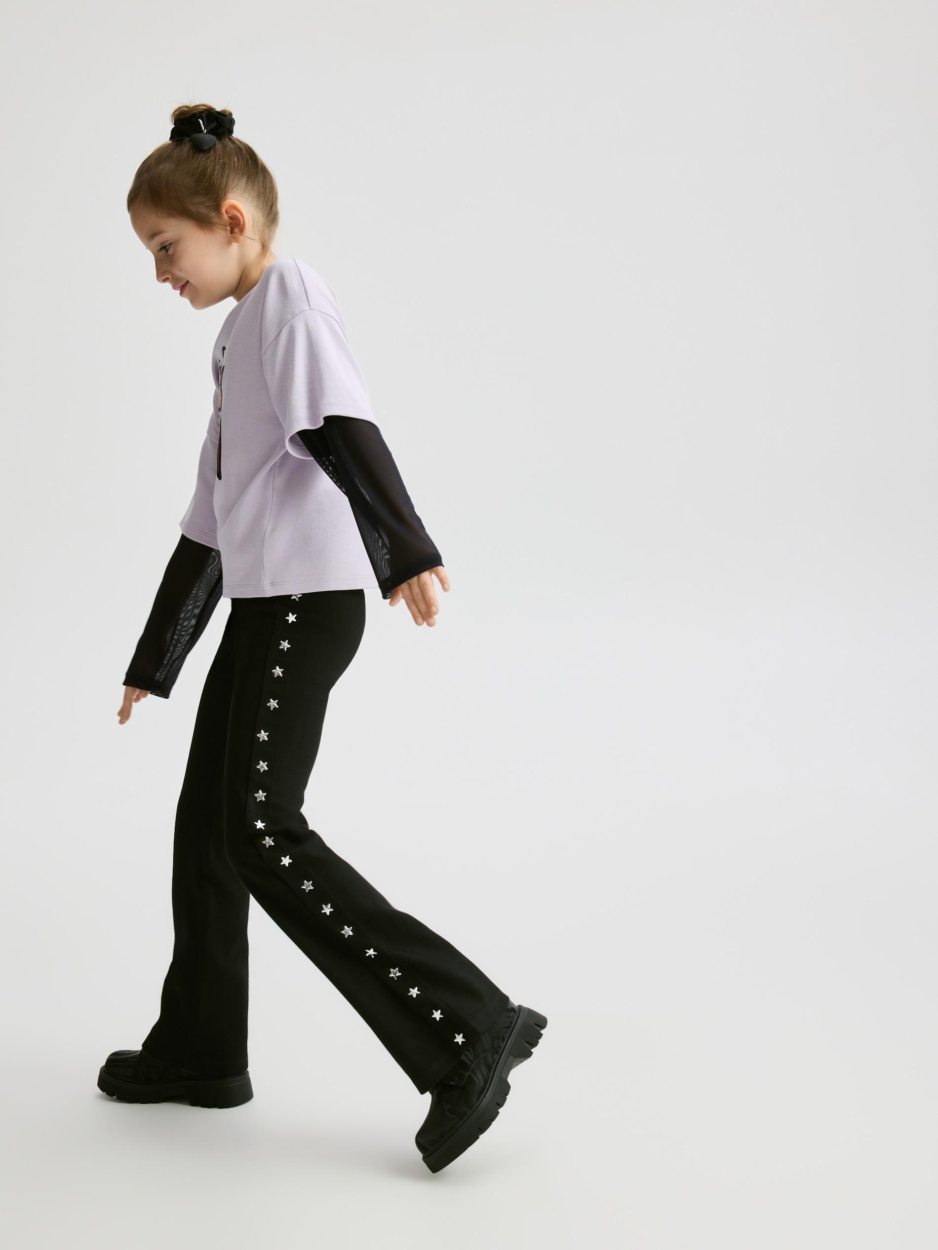 Black Trousers With Applique, Black, large image number 0