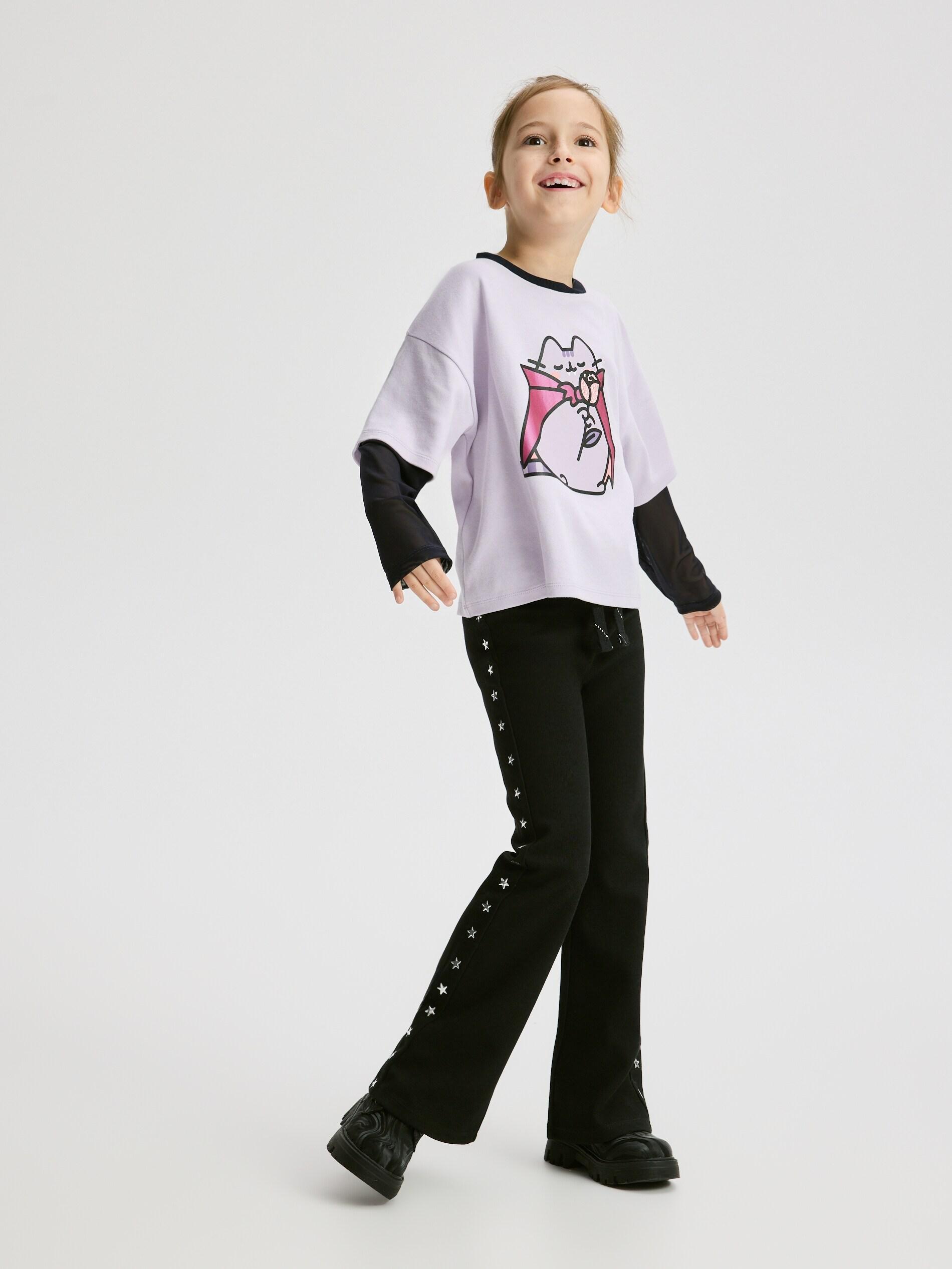 Black Trousers With Applique, Black, large image number 4