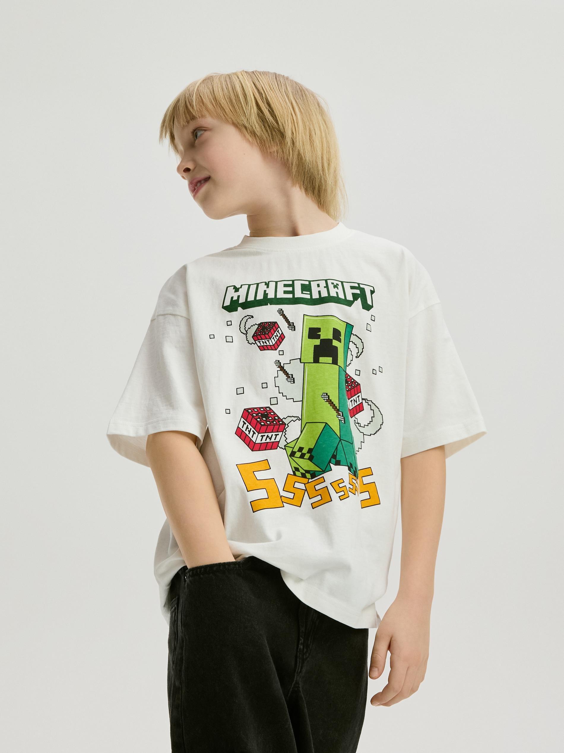 Cream Minecraft Cotton T-Shirt, Ivory, medium