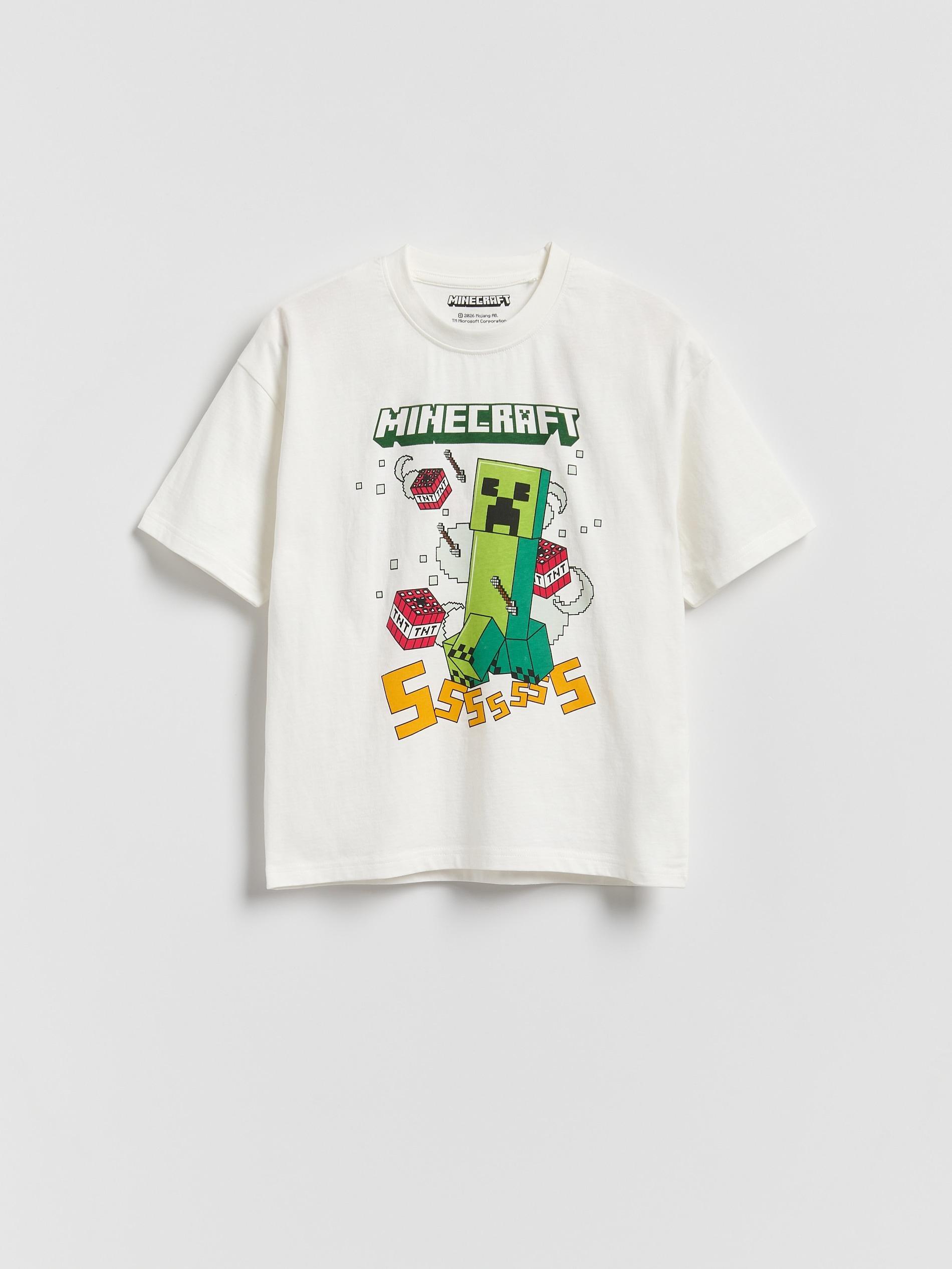 Cream Minecraft Cotton T-Shirt, Ivory, large image number 1