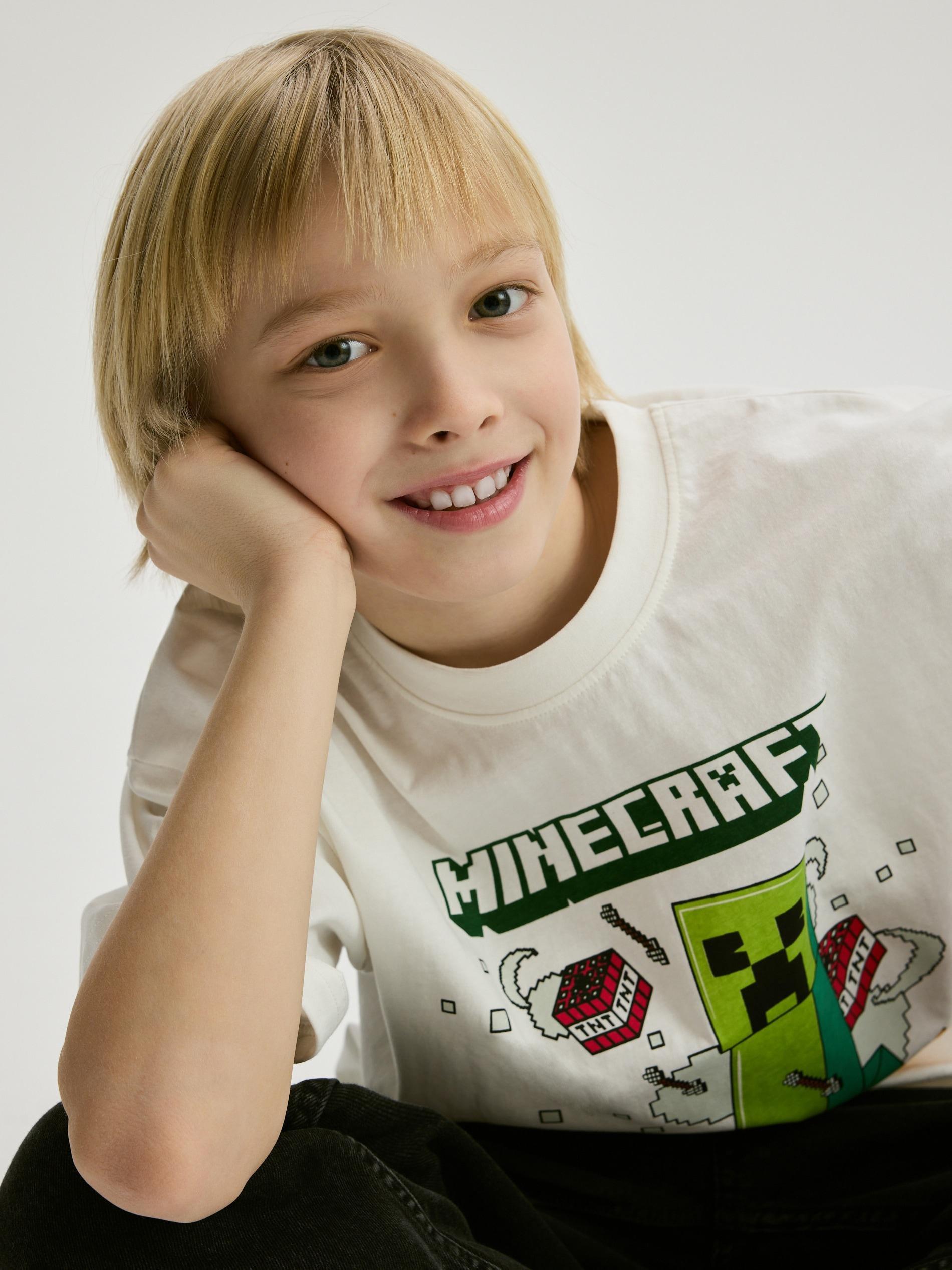 Cream Minecraft Cotton T-Shirt, Ivory, large image number 3