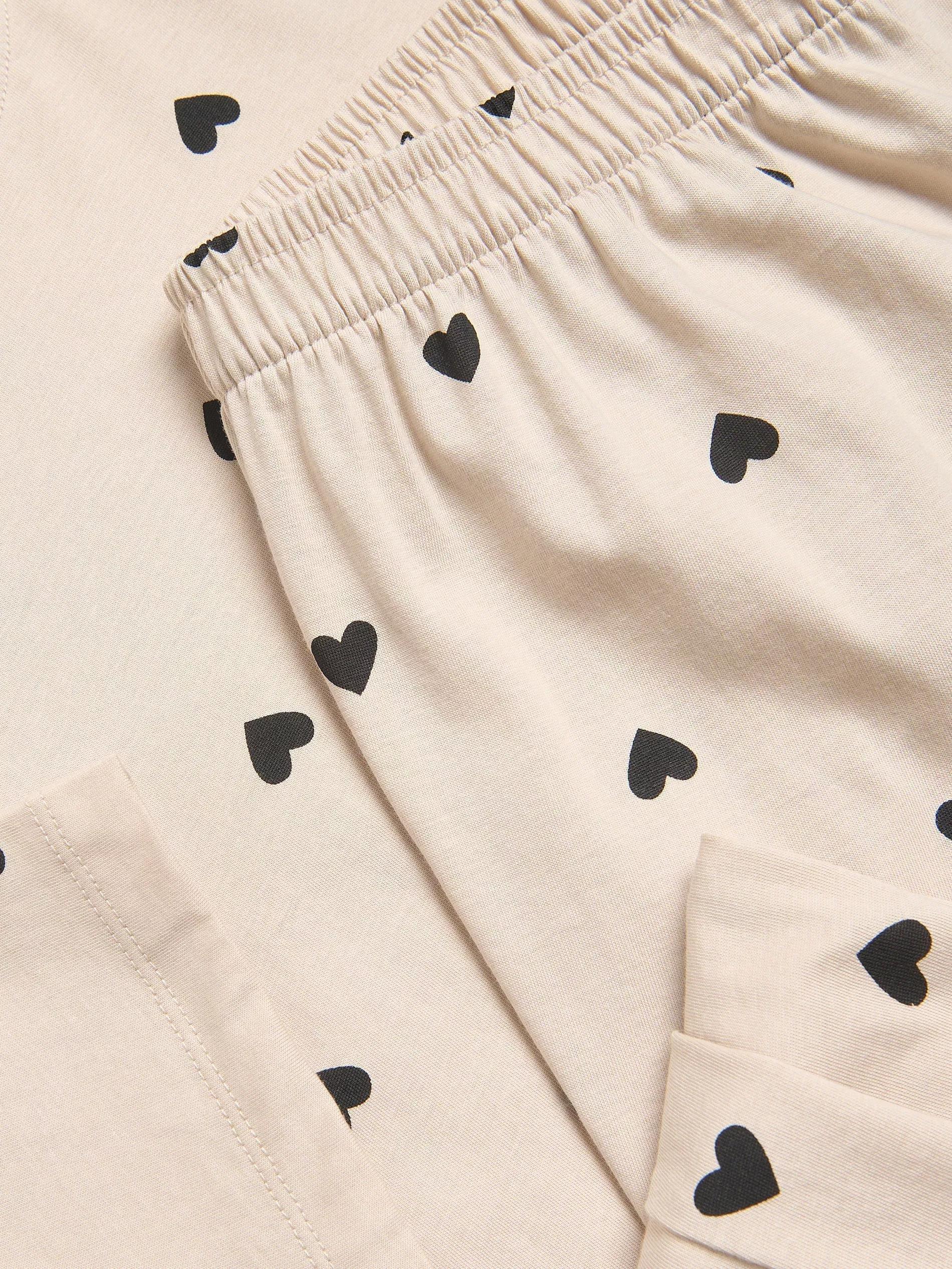 Two piece pyjama set with heart print, Beige, large image number 5