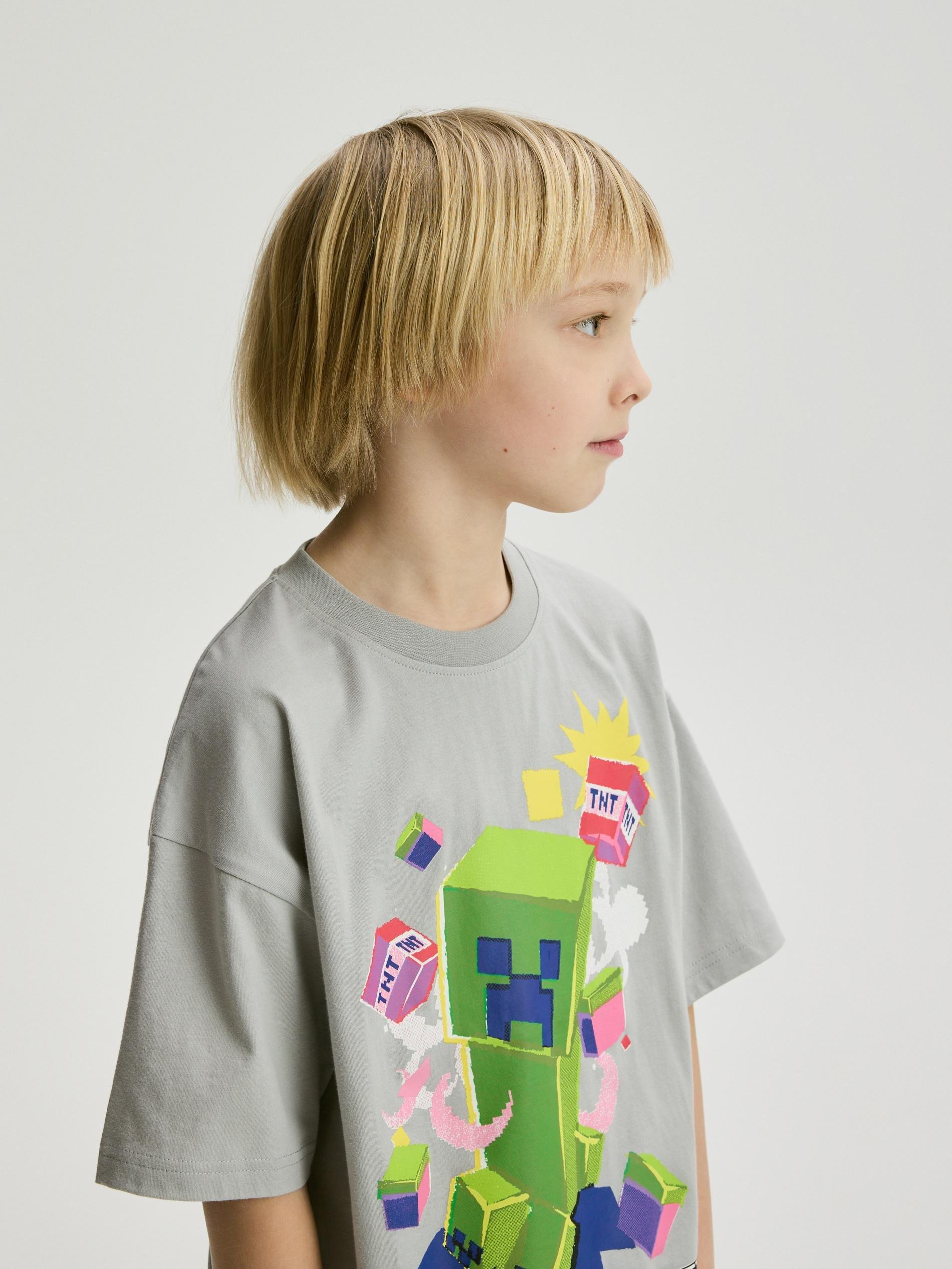 Grey Minecraft Cotton T-Shirt, Light grey, large image number 0