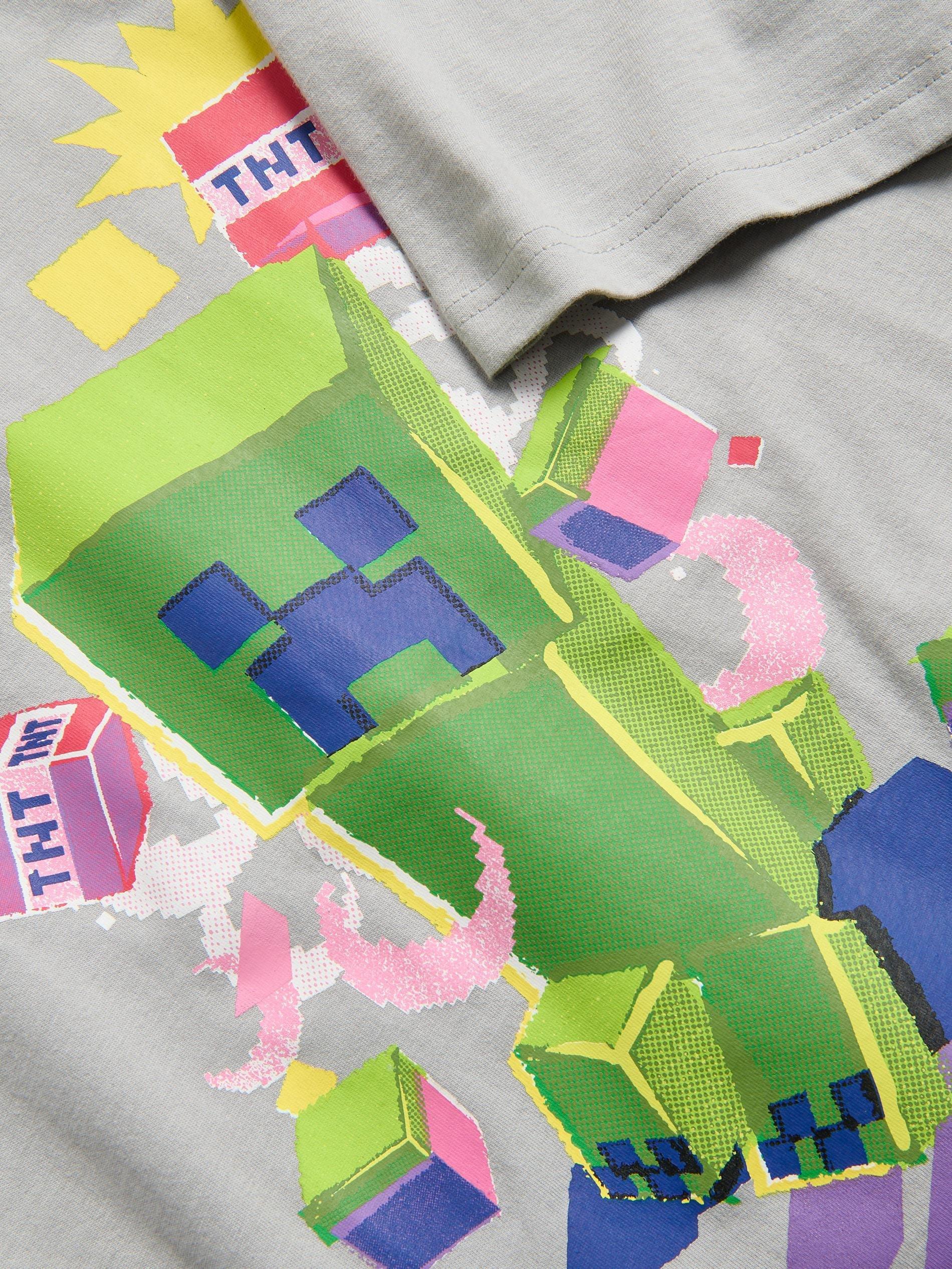 Grey Minecraft Cotton T-Shirt, Light grey, large image number 2