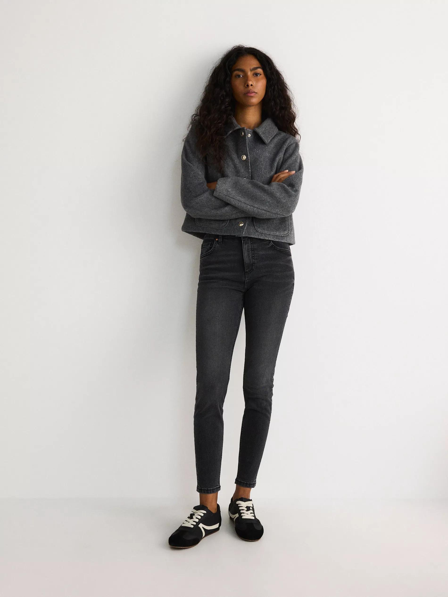 Grey Slim Fit Jeans With High Waist, , large image number 4