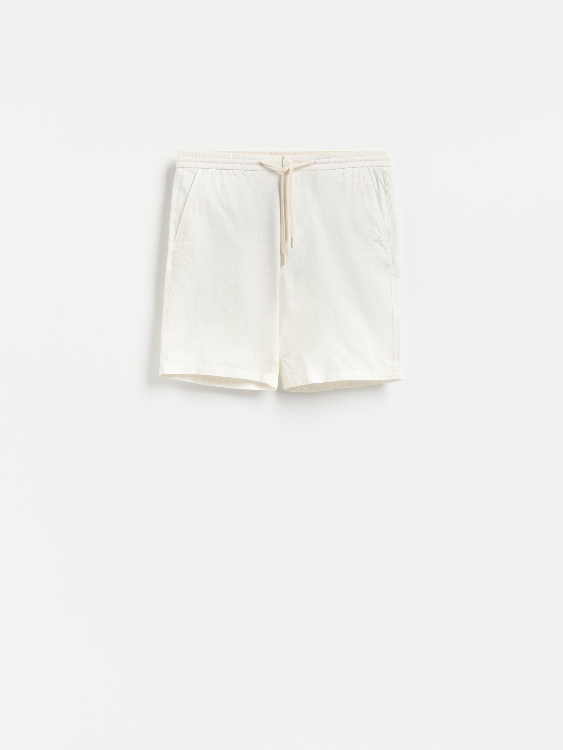 White Linen Blend Jogger Shorts, White, large image number 3