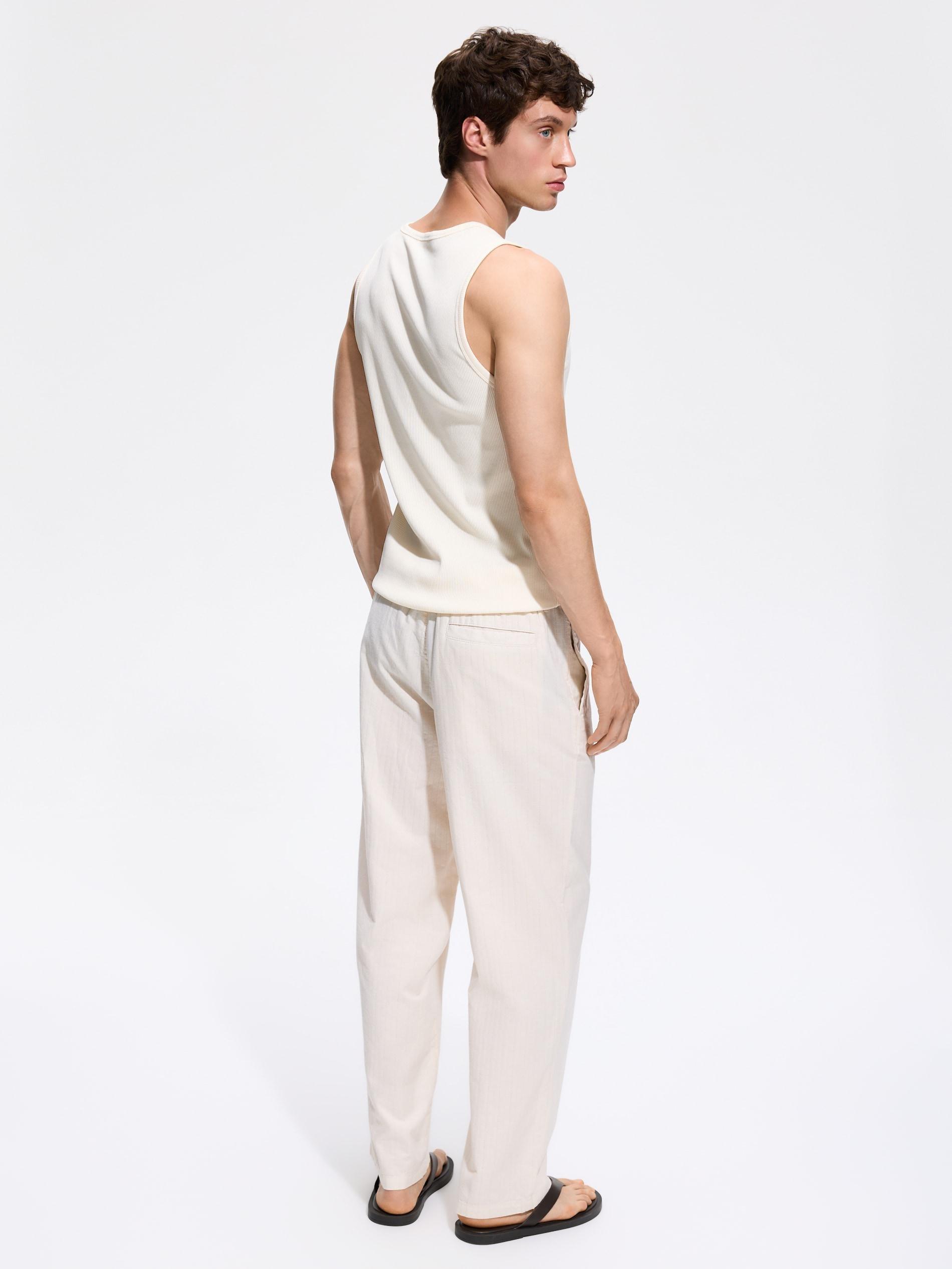 Cream Relaxed Straight Trousers, Ivory, medium