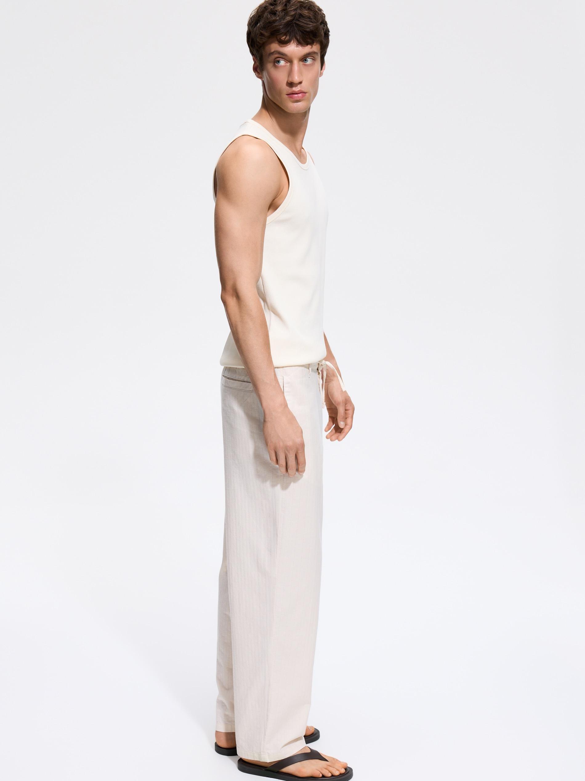 Cream Relaxed Straight Trousers, Ivory, large image number 3