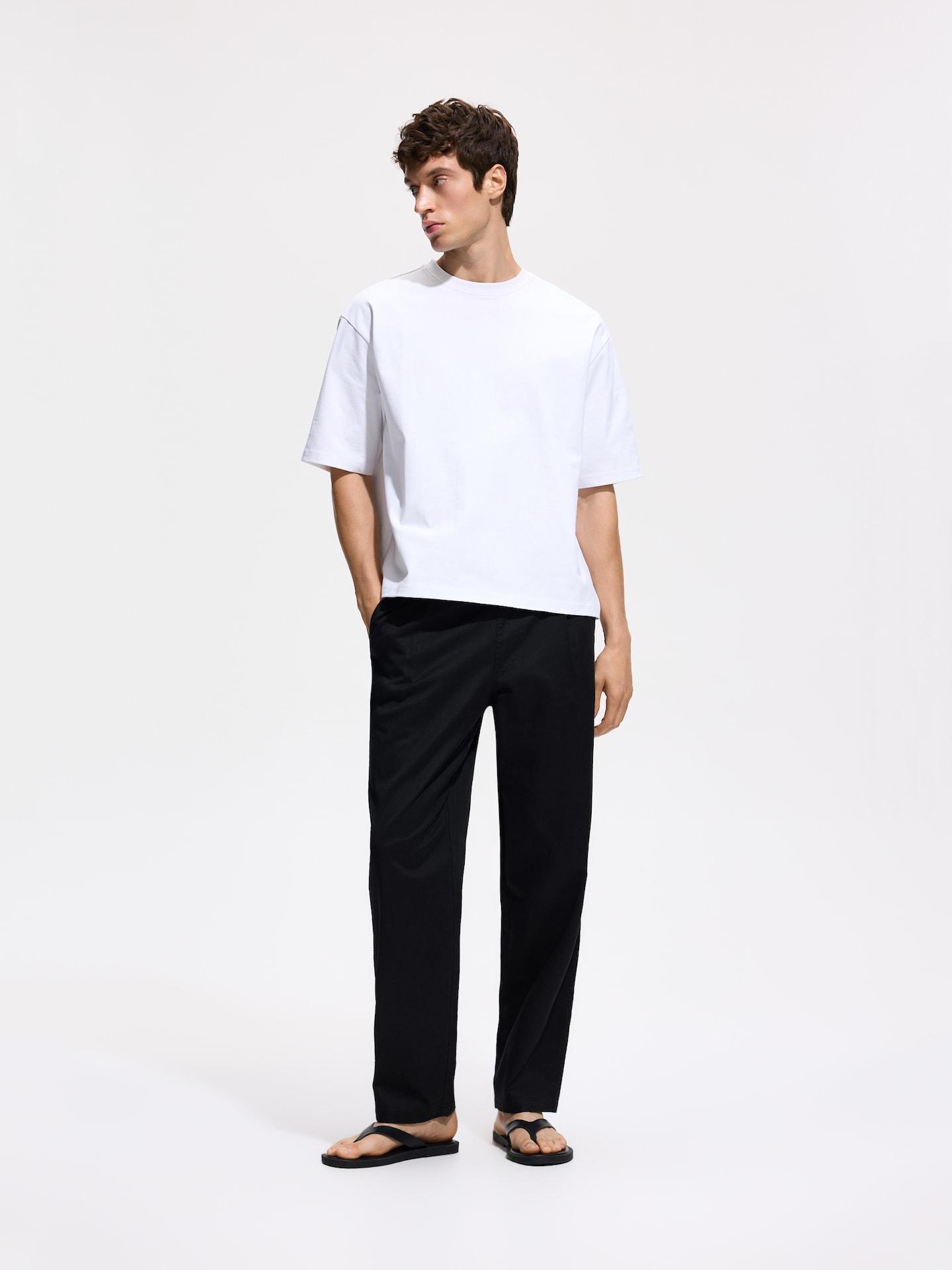 Black Loose Carrot Trousers, Black, large image number 1