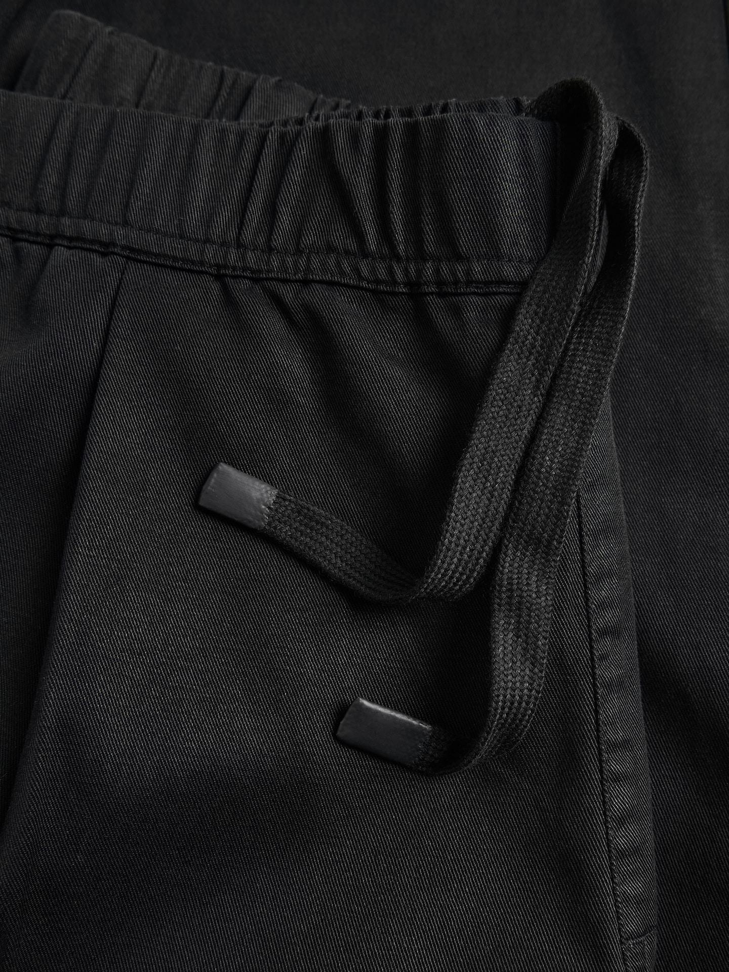 Black Loose Carrot Trousers, Black, large image number 6