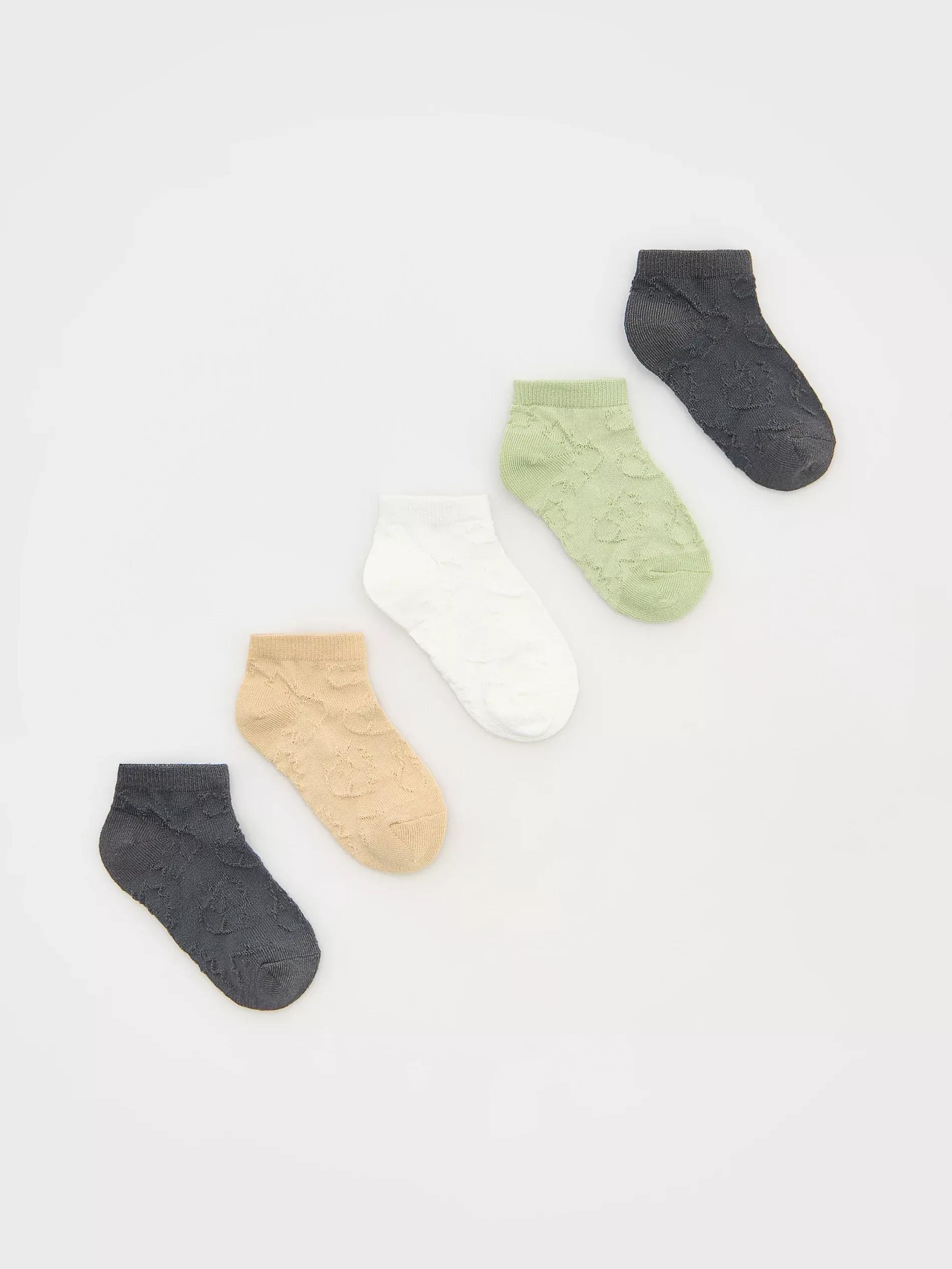 Beige Cotton Rich Socks Set Of 5, , large image number 0