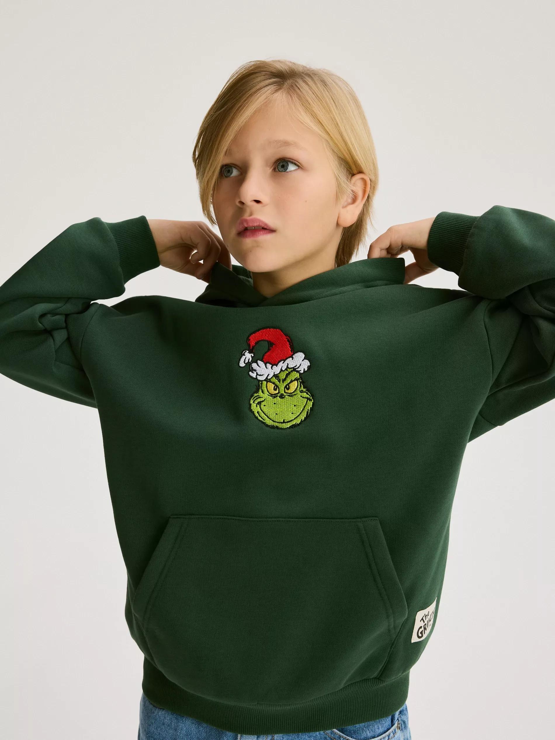 Green Christmas Sweatshirt Grinch, Khaki, large image number 1