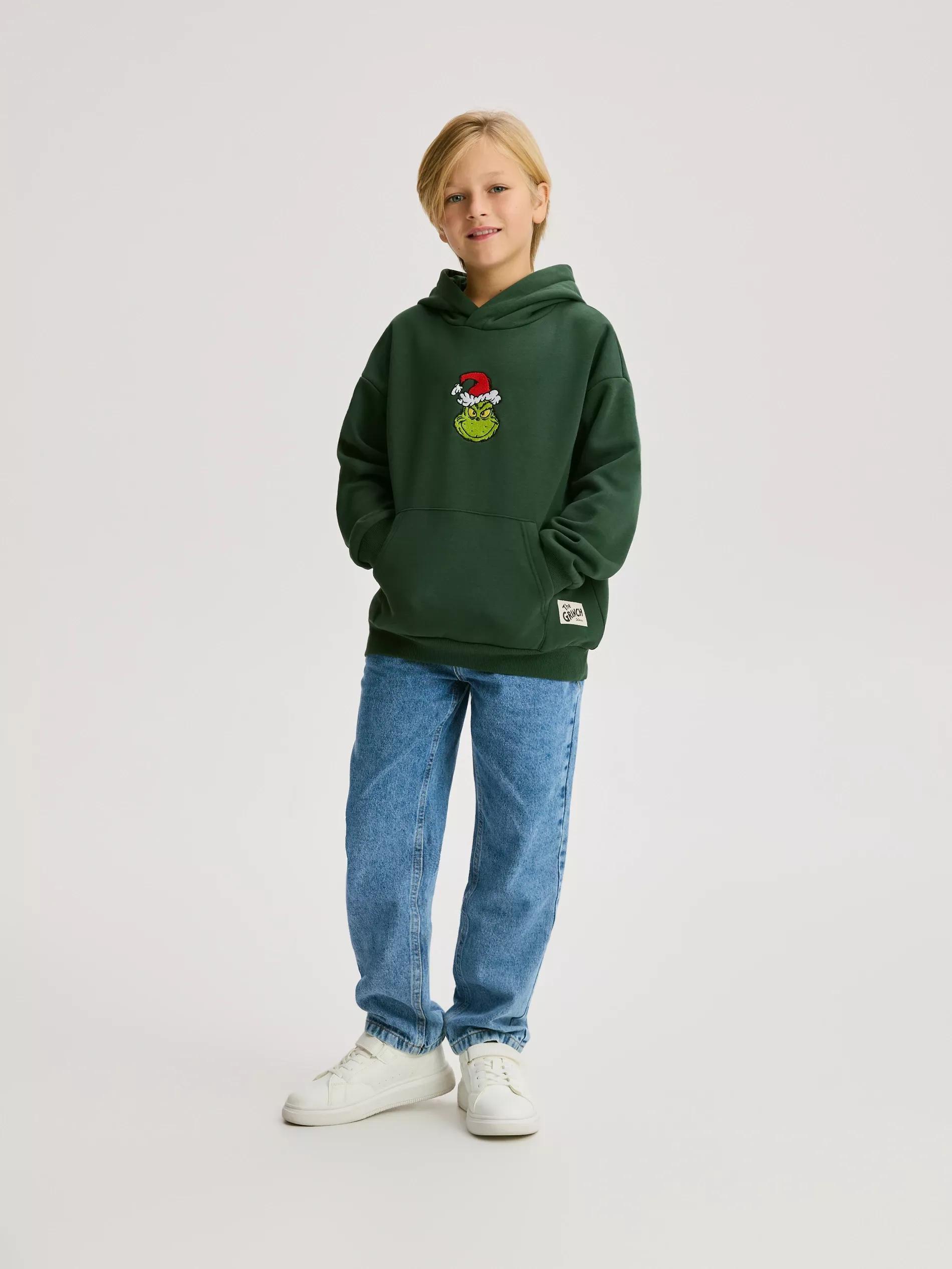 Green Christmas Sweatshirt Grinch, Khaki, large image number 3