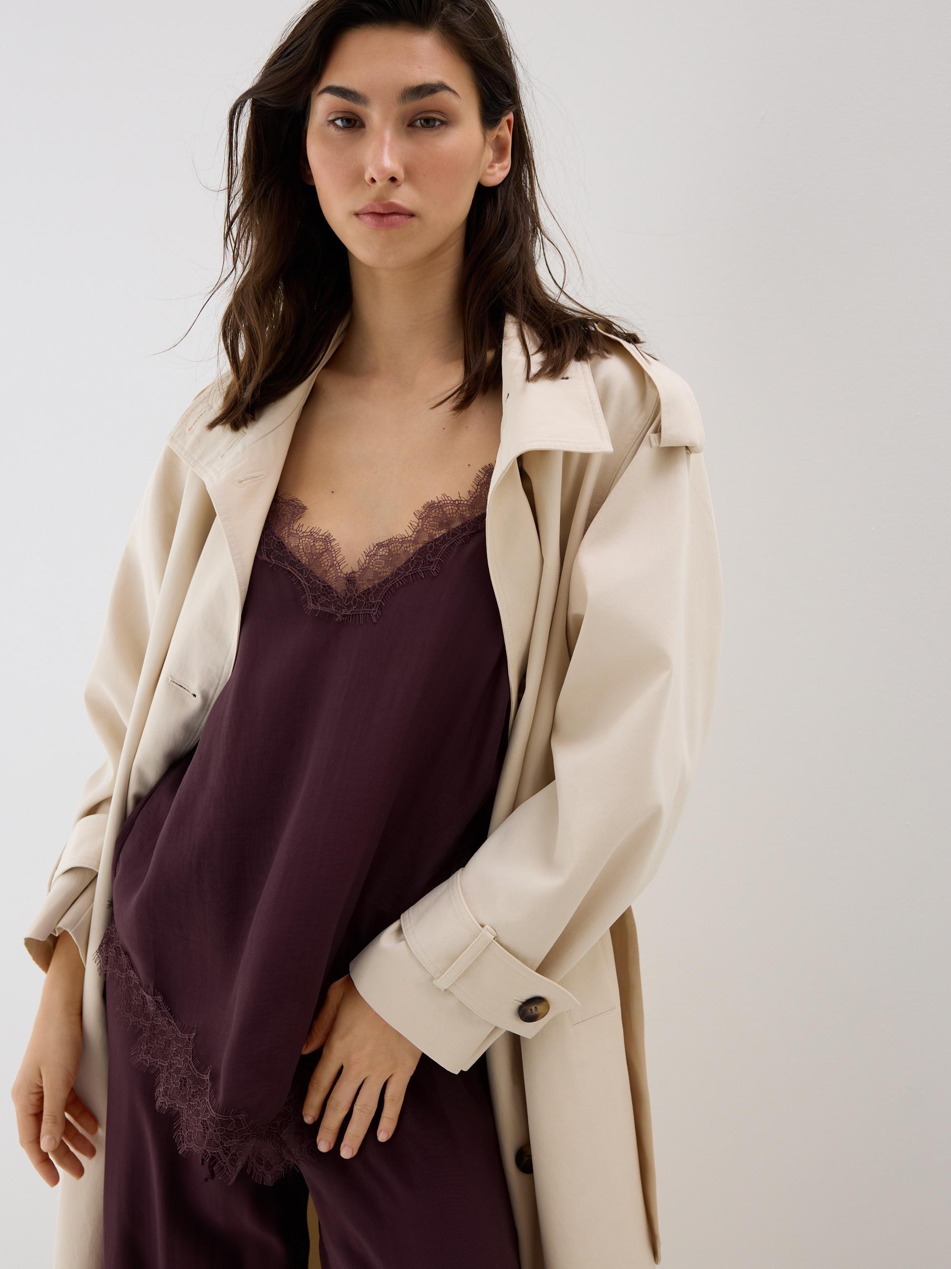 Maroon Satin Pyjamas With Lace, Burgundy, medium