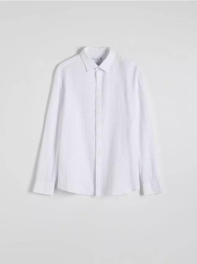 White Regular Fit Shirt Made Of Structured Fabric, , large image number 0