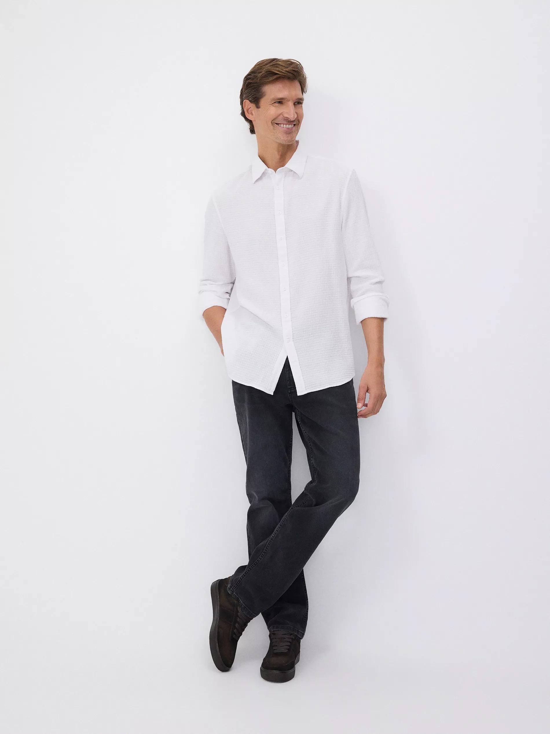 White Regular Fit Shirt Made Of Structured Fabric, , large image number 2