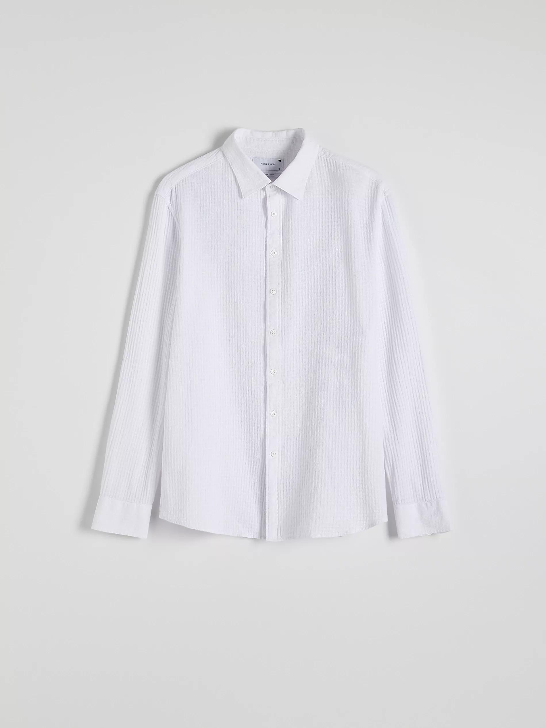 White Regular Fit Shirt Made Of Structured Fabric, , large image number 5