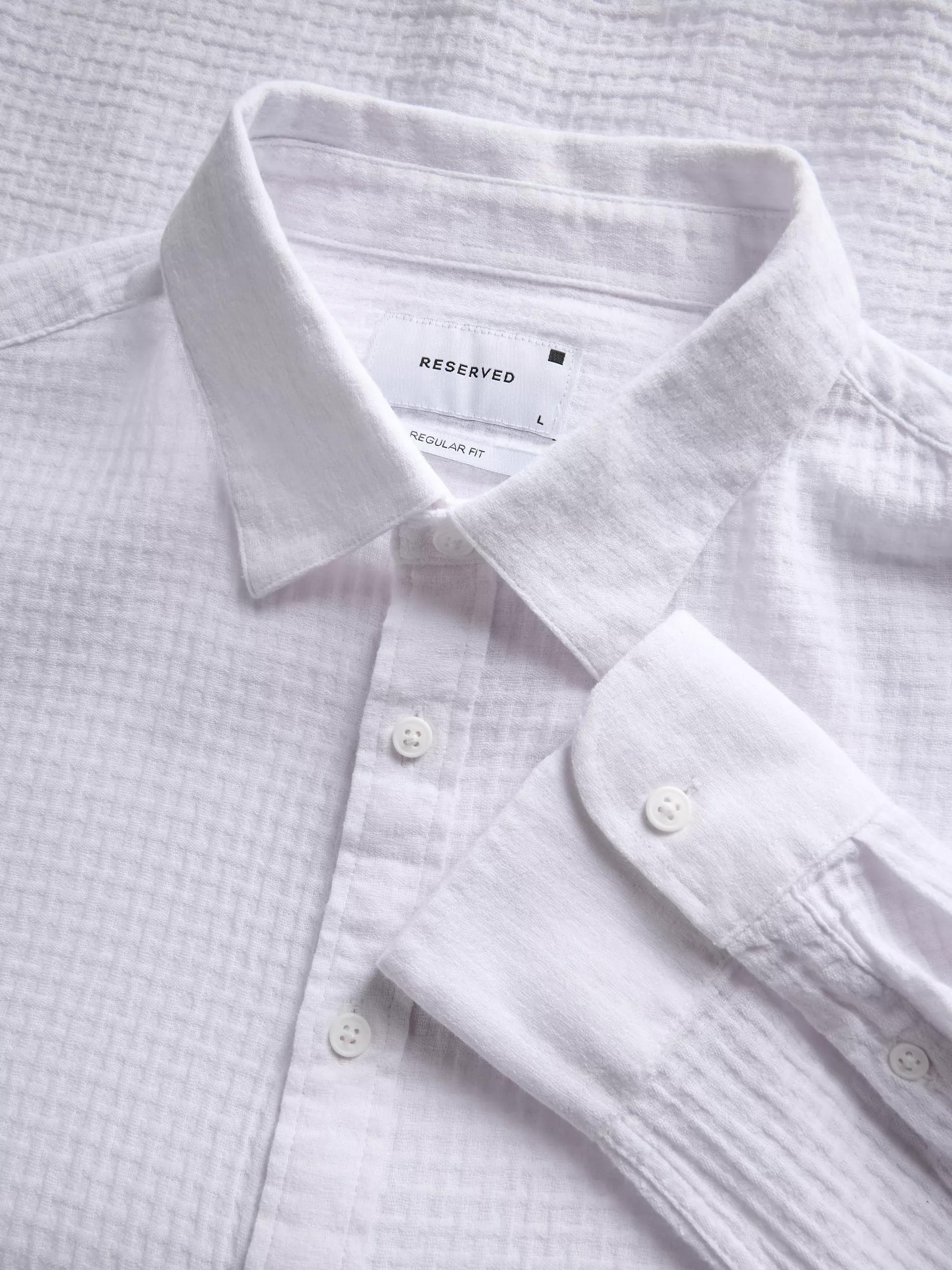 White Regular Fit Shirt Made Of Structured Fabric, , large image number 6