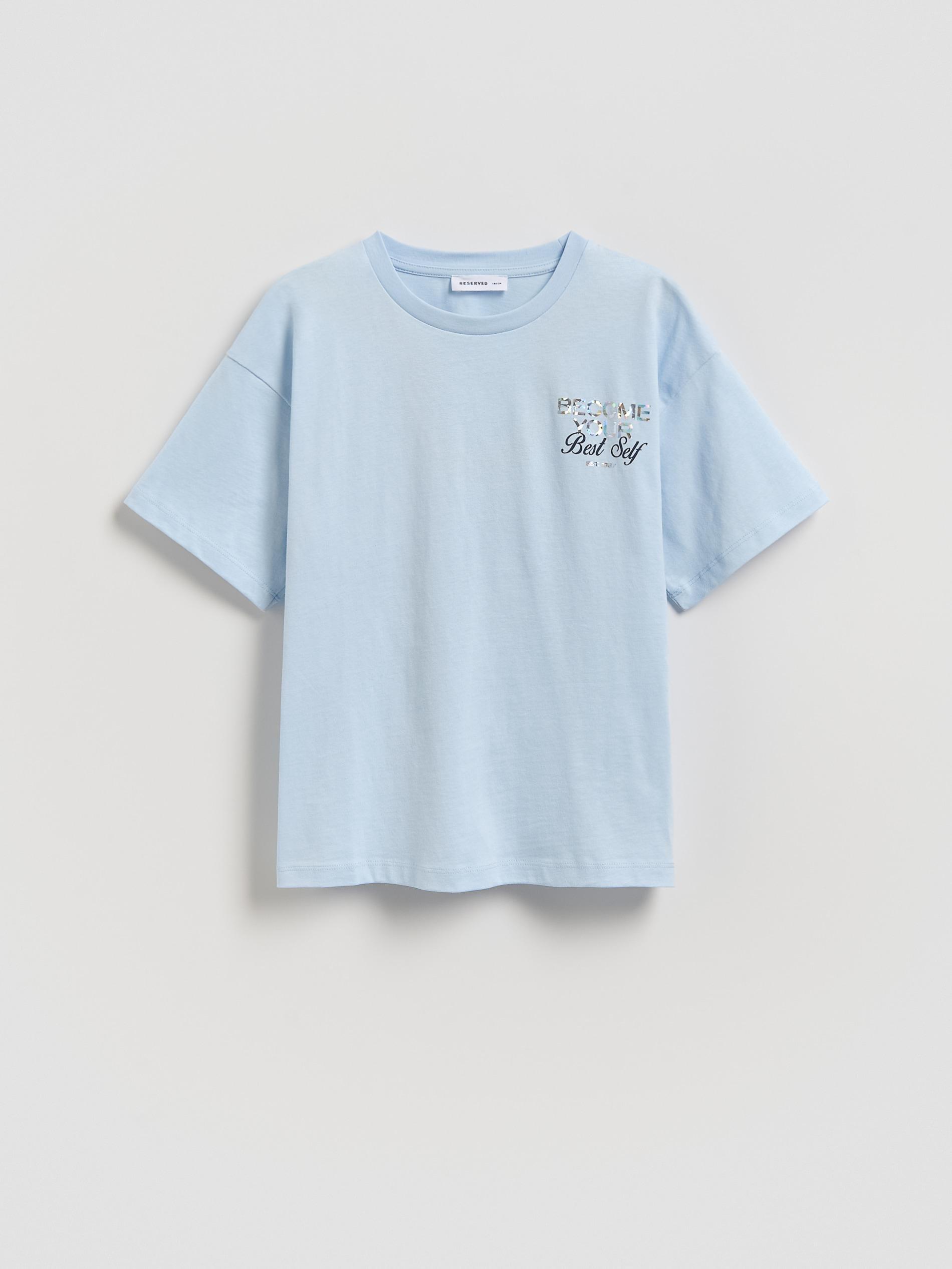 Blue Back Print T-Shirt, Blue, medium