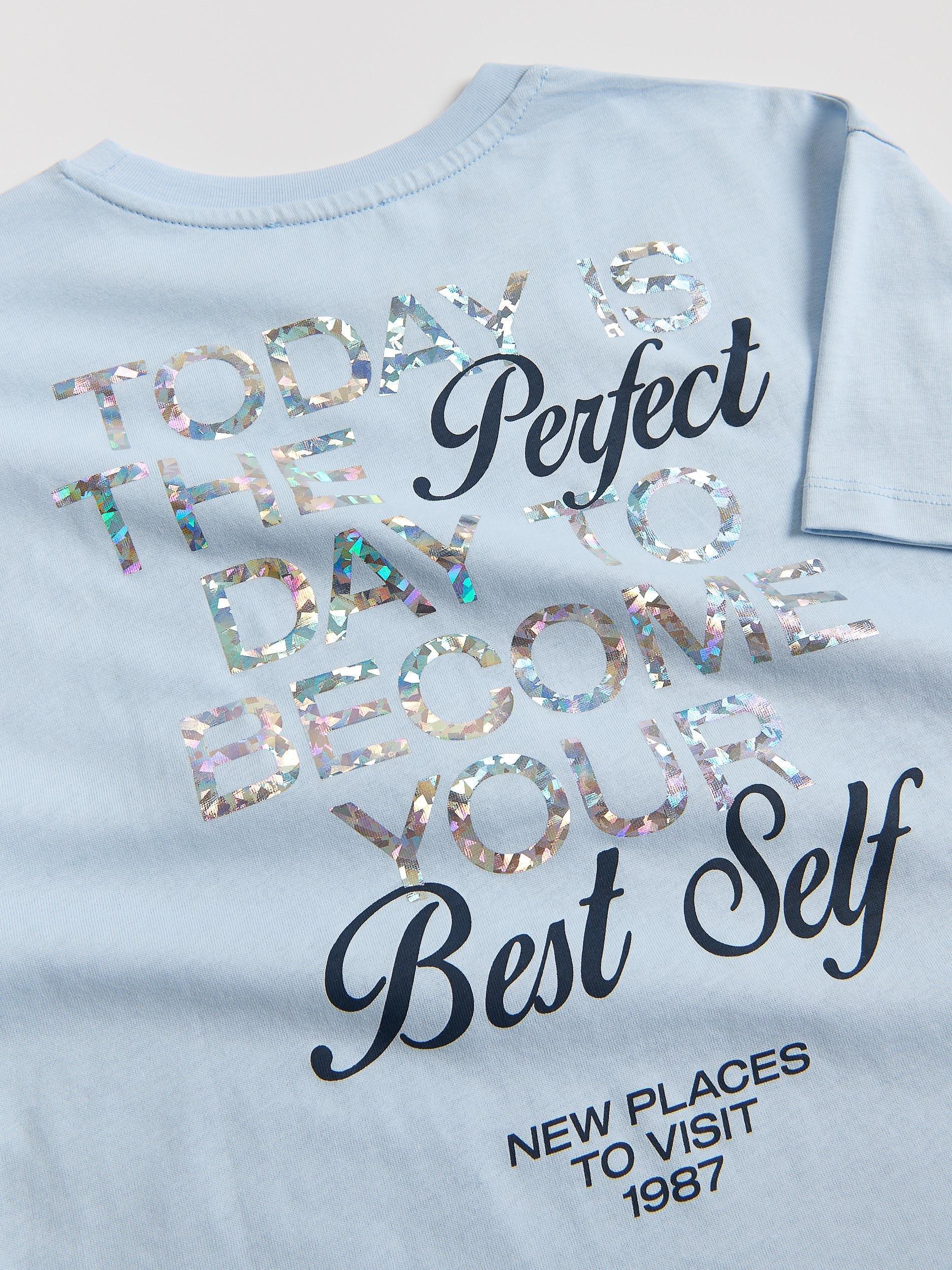 Blue Back Print T-Shirt, Blue, medium