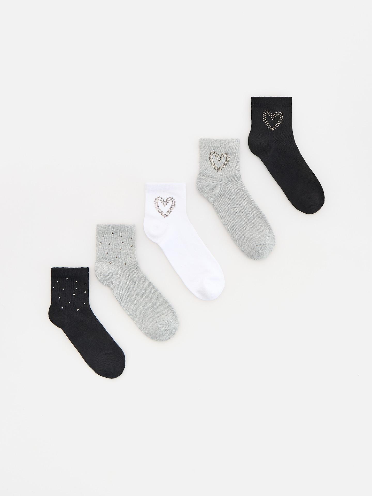 Multicolour Socks With Appliqu&eacute; 5 Pack, Multicolor, medium