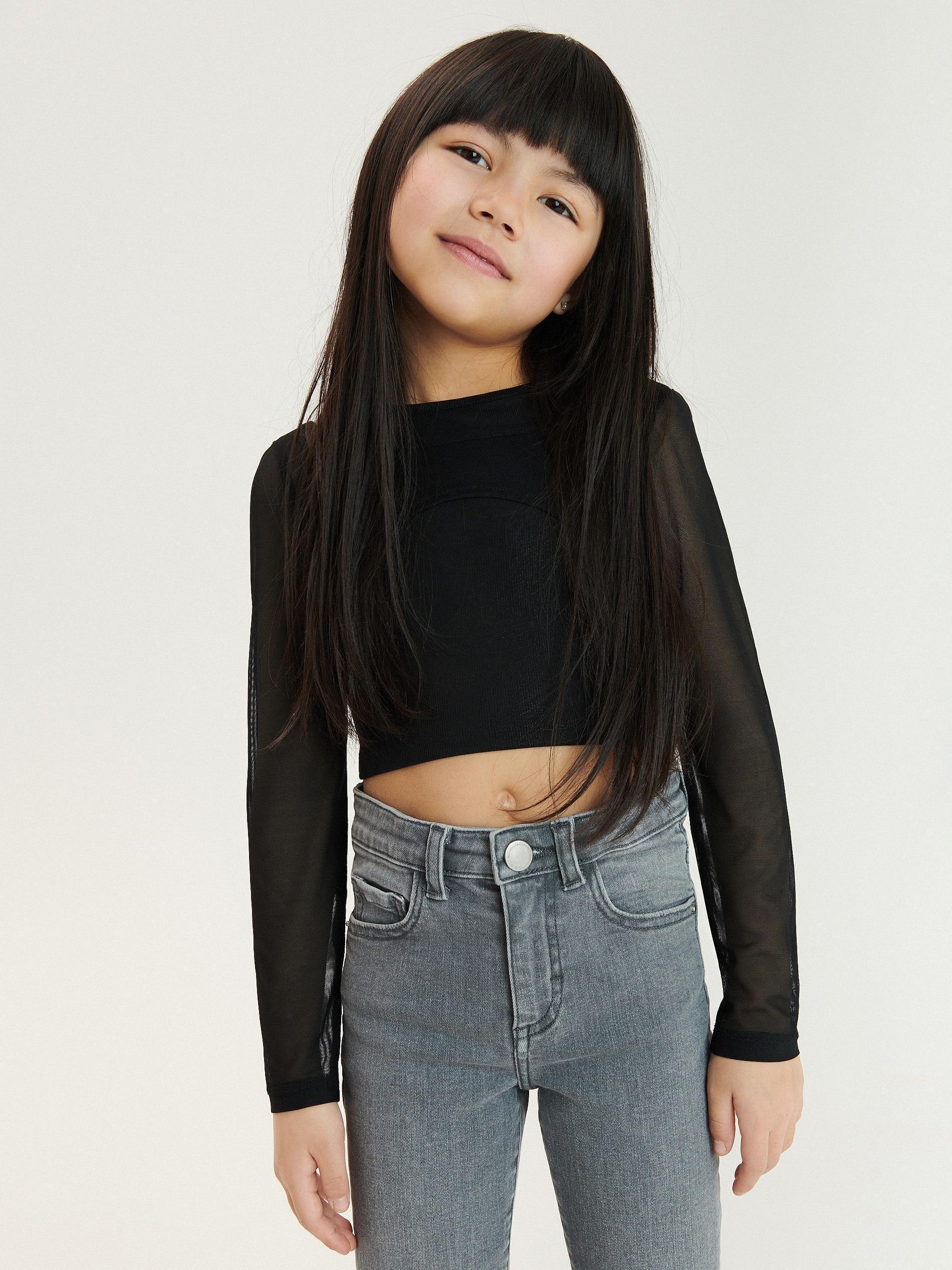 Black Mesh Sleeves Blouse, , large image number 4