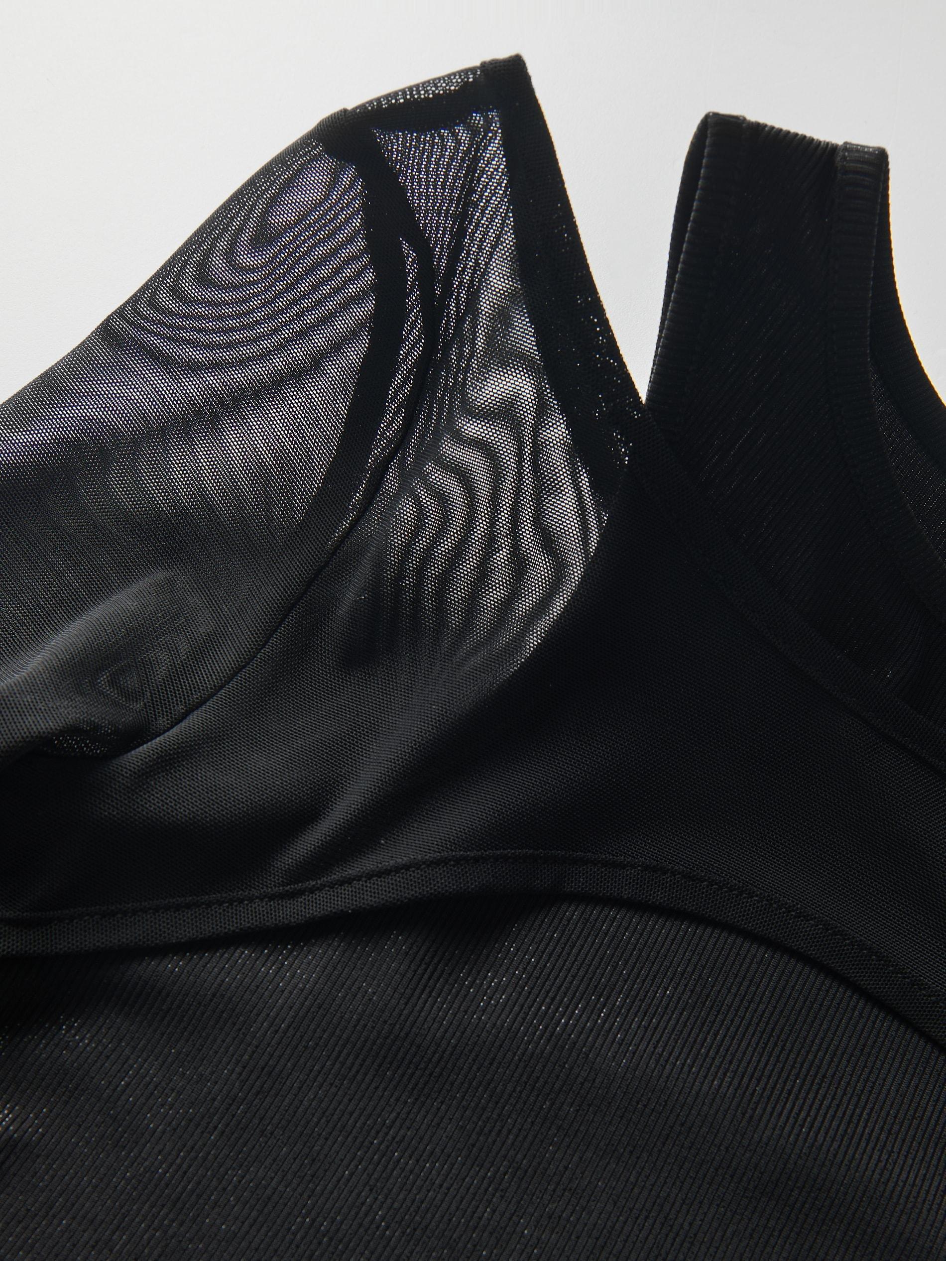 Black Mesh Sleeves Blouse, , large image number 5