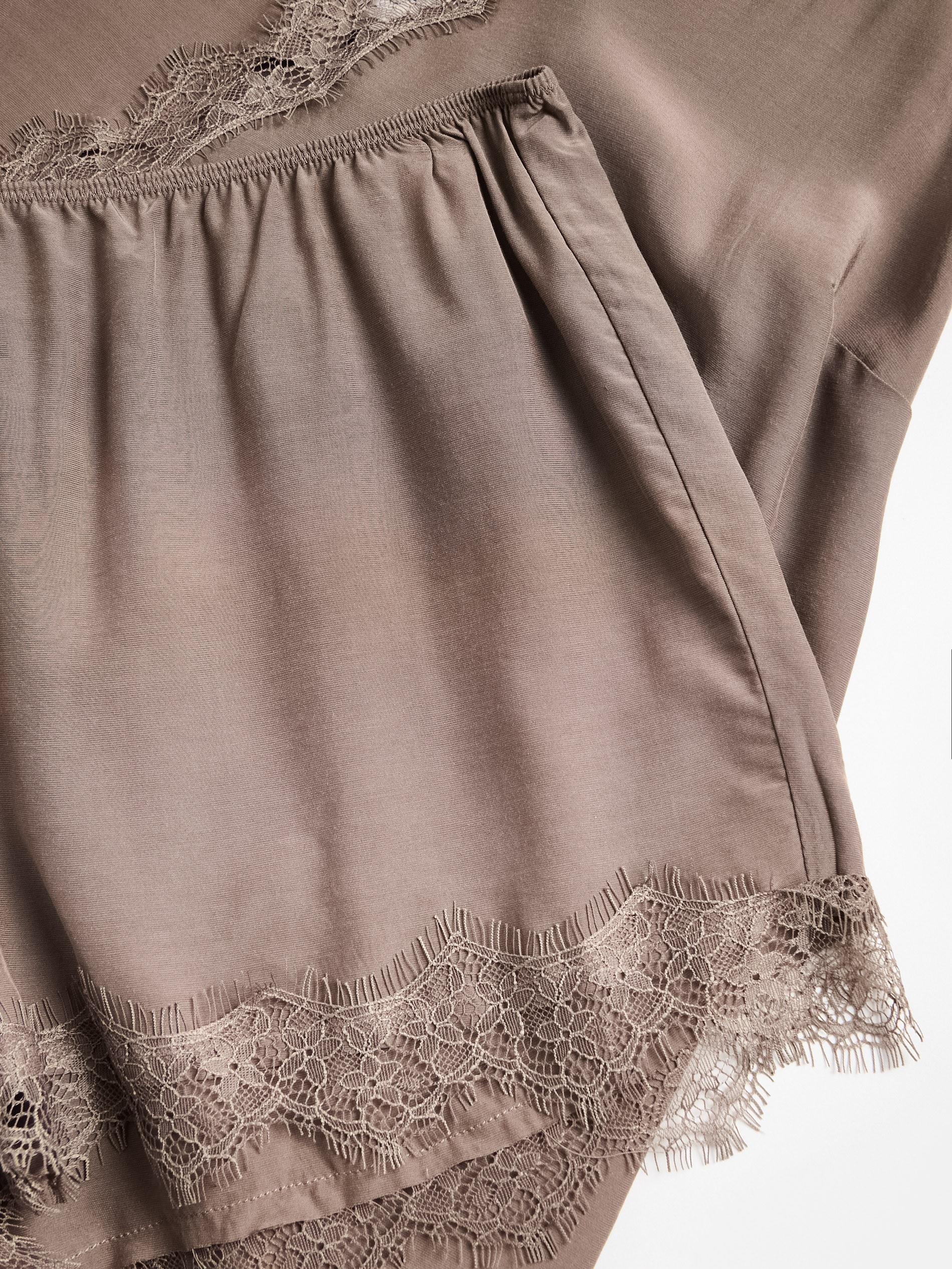 Brown Two Piece Viscose Pyjama Set, Brown, large image number 5