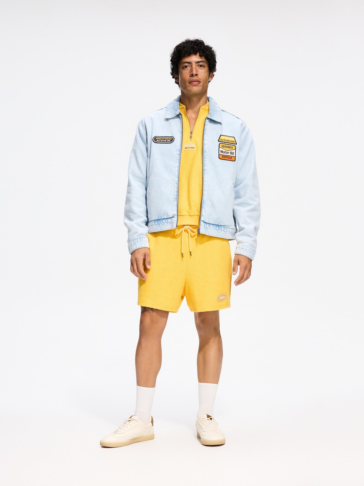 Blue Denim Jacket With Patches, Blue, medium
