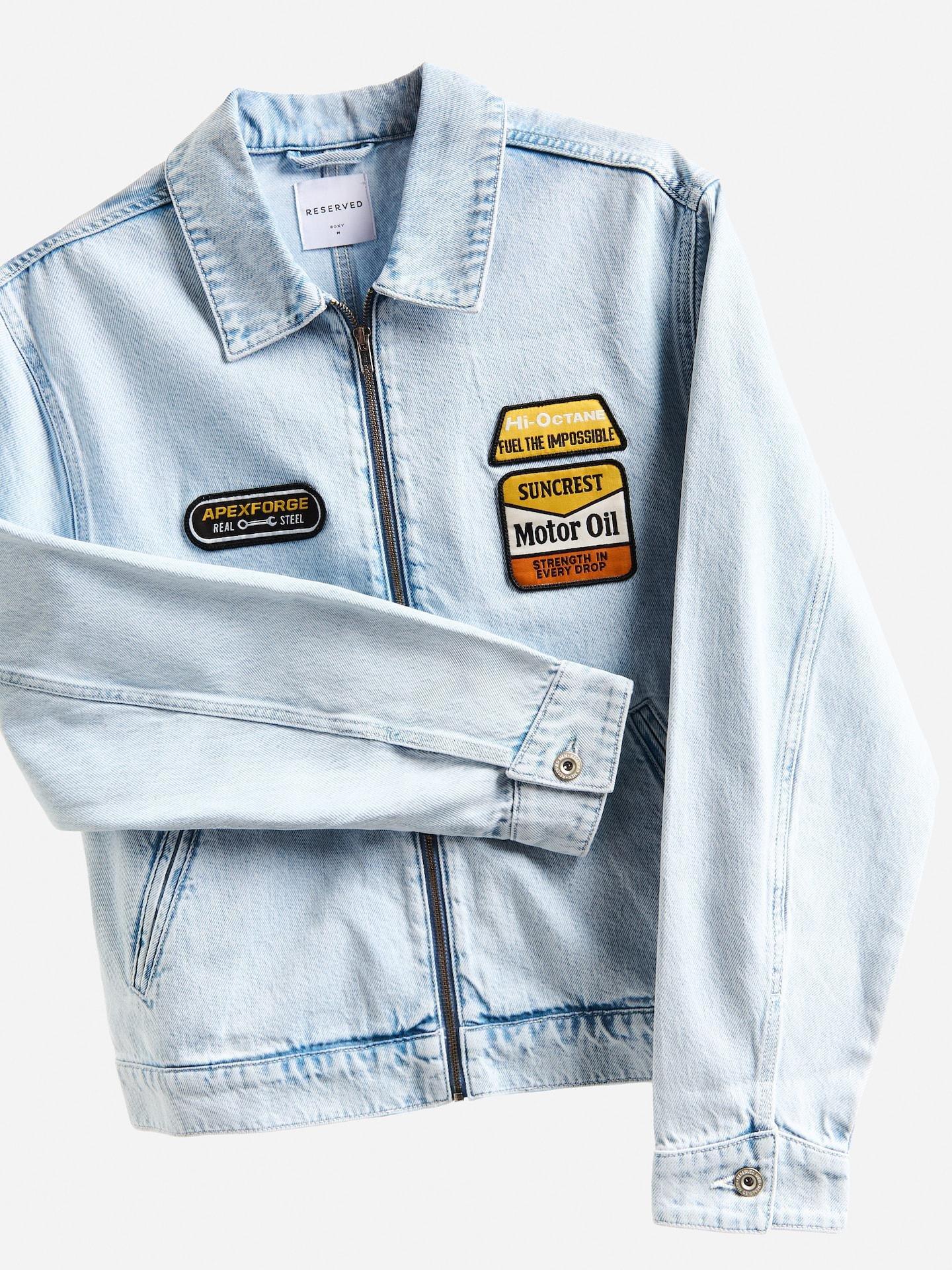 Blue Denim Jacket With Patches, Blue, large image number 4