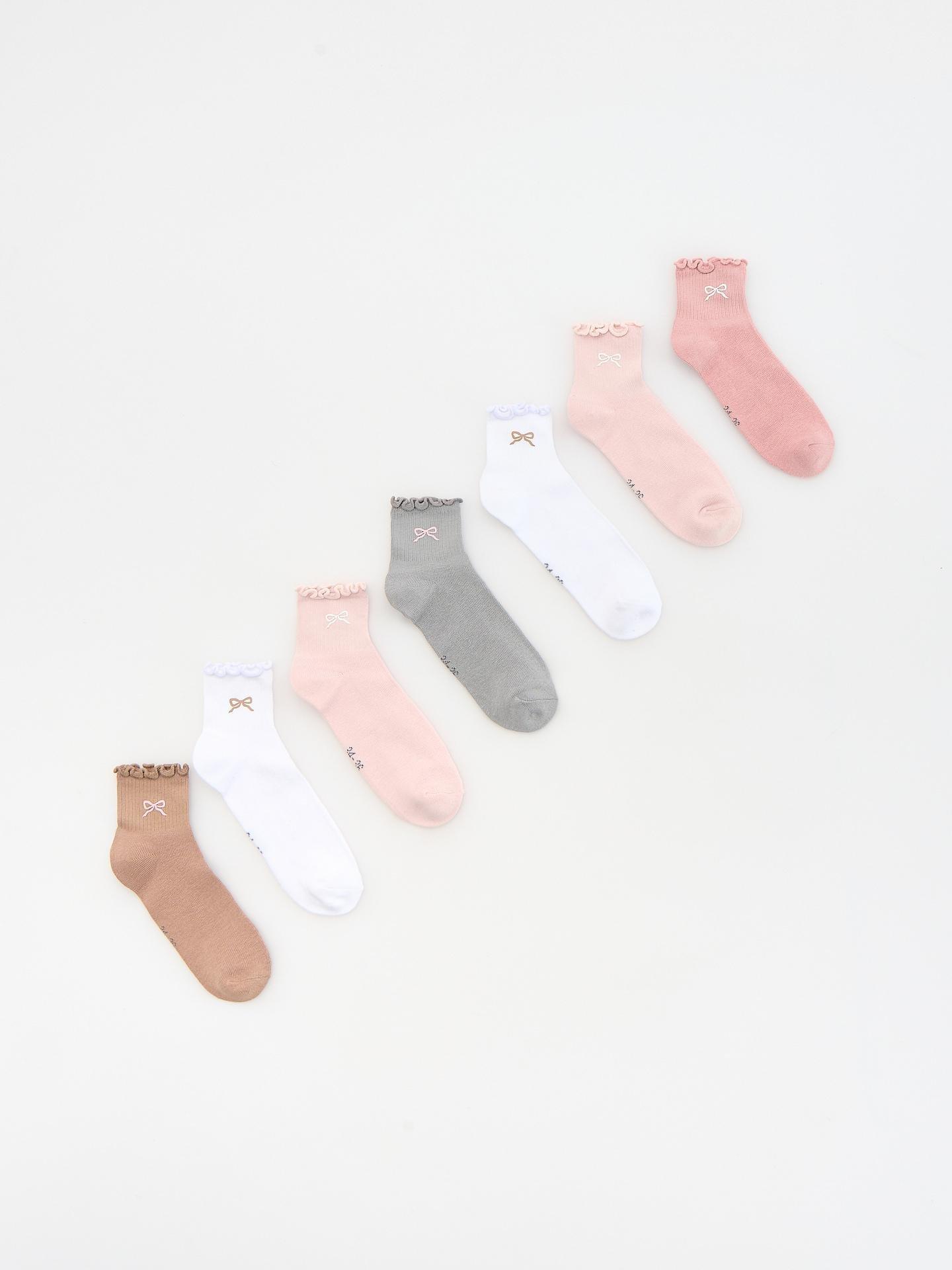 Multicolour 7-Pack Socks With Bow, Multicolor, large image number 0