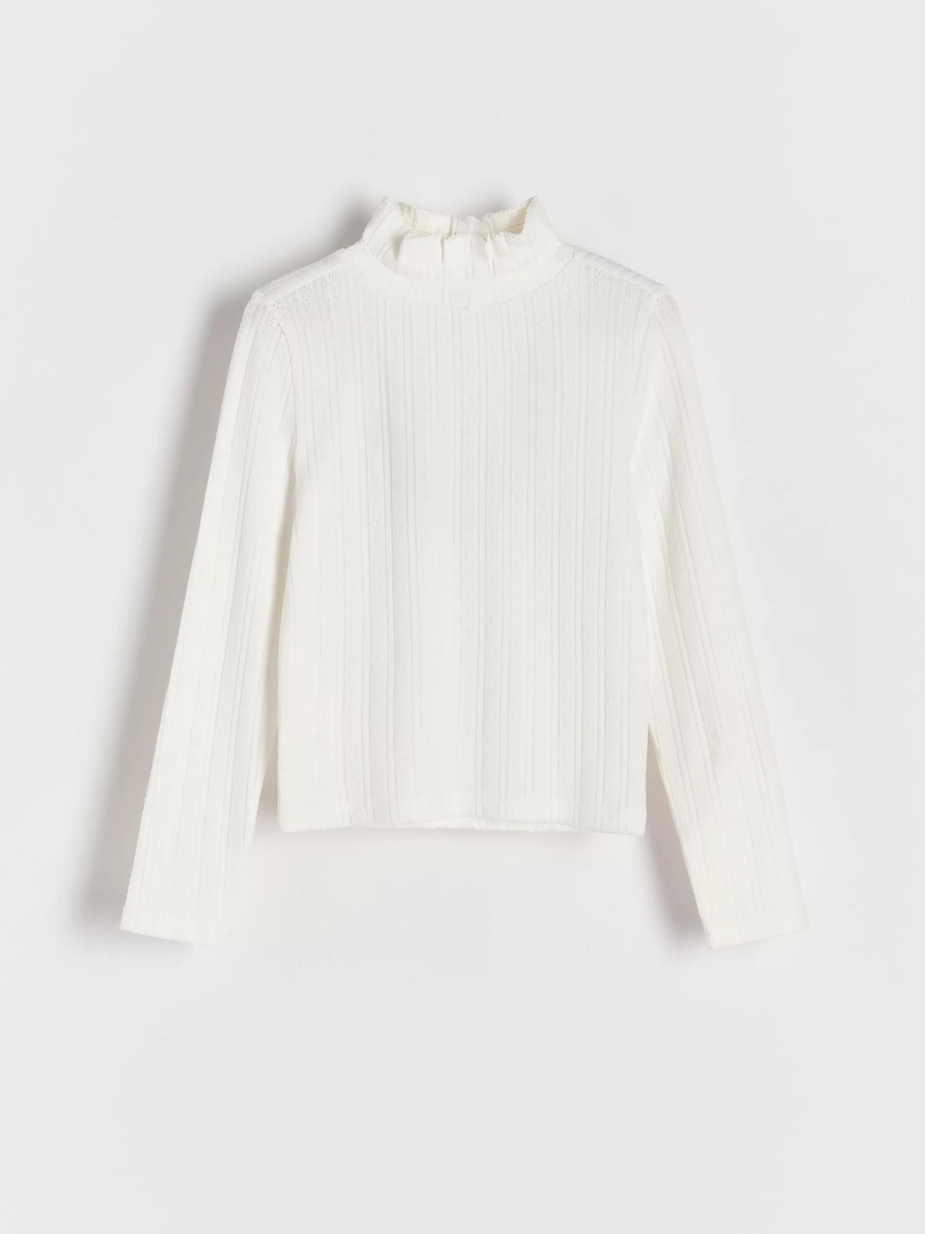 White Blended Turtleneck Blouse, Kids Girls, , large image number 1