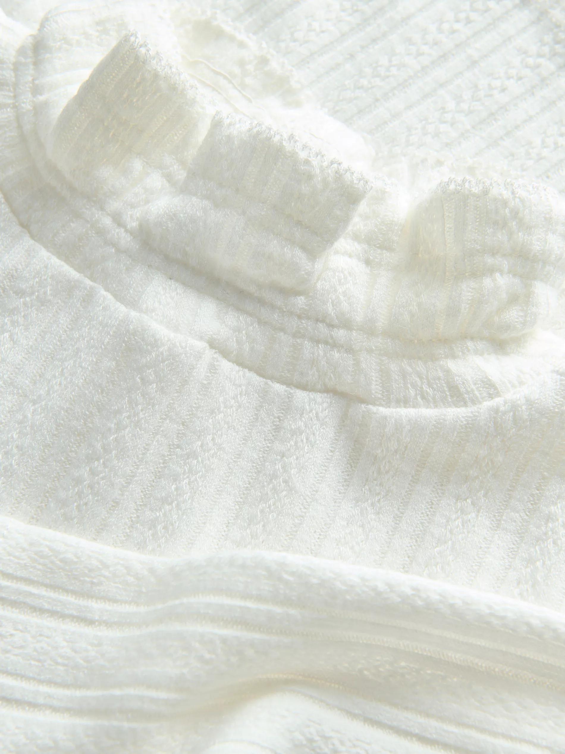 White Blended Turtleneck Blouse, Kids Girls, , large image number 2