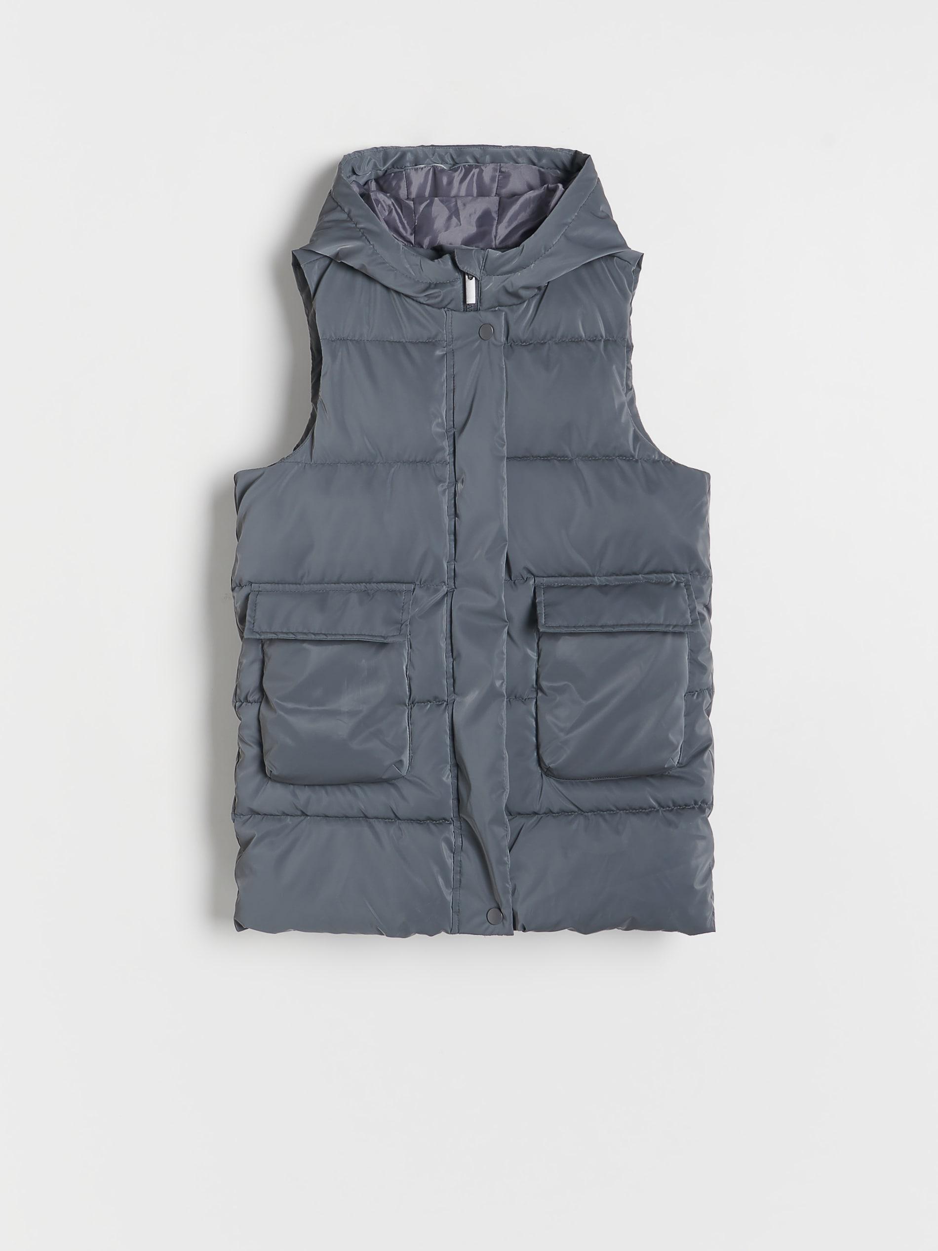 Reserved - Grey Quilted Hooded Vest, Kids Girls